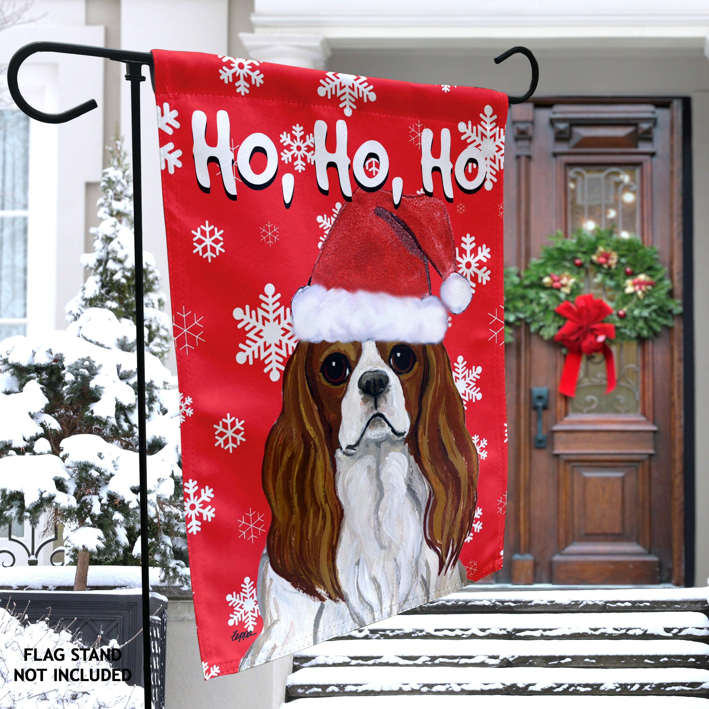 Cavalier King Charles Spaniel Christmas Garden Flag