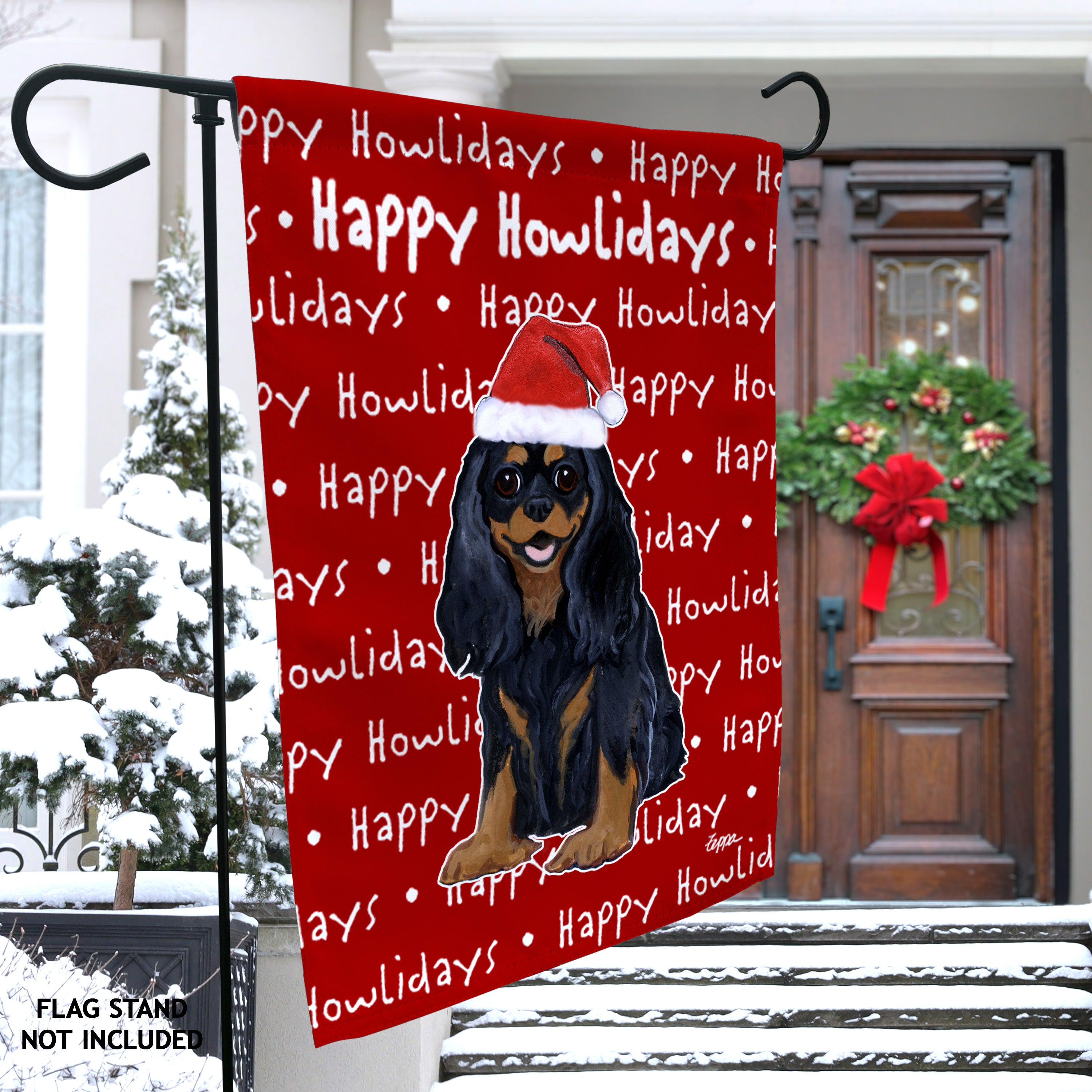 Cavalier King Charles Spaniel Christmas Garden Flag