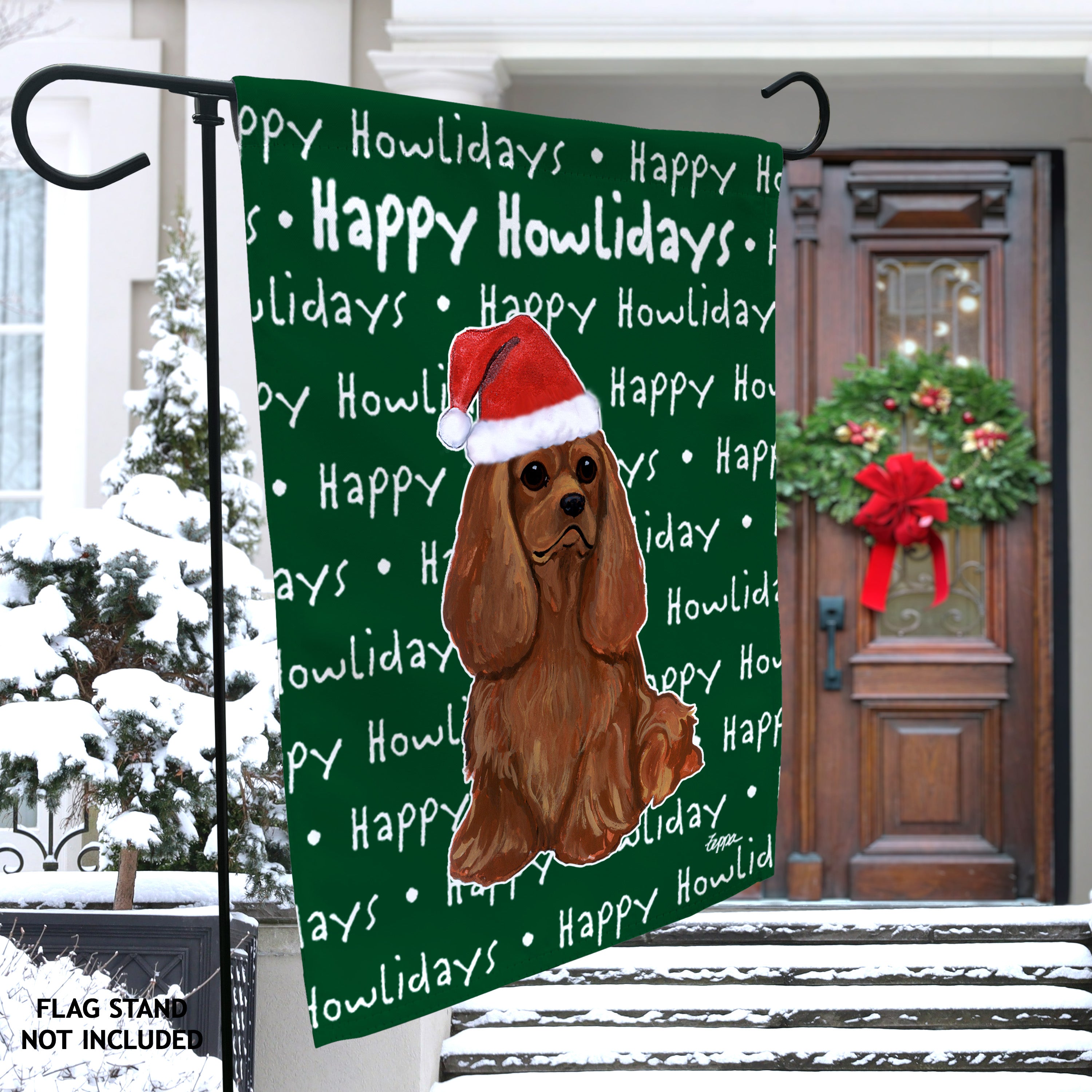 Cavalier King Charles Spaniel Christmas Garden Flag