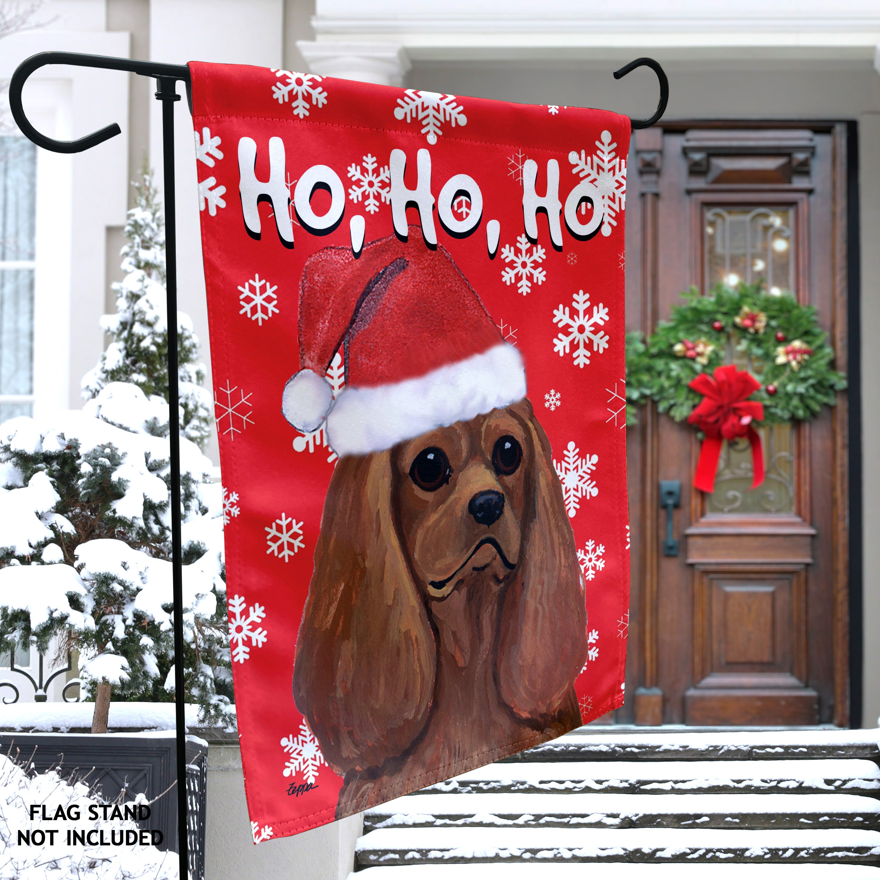 Cavalier King Charles Spaniel Christmas Garden Flag