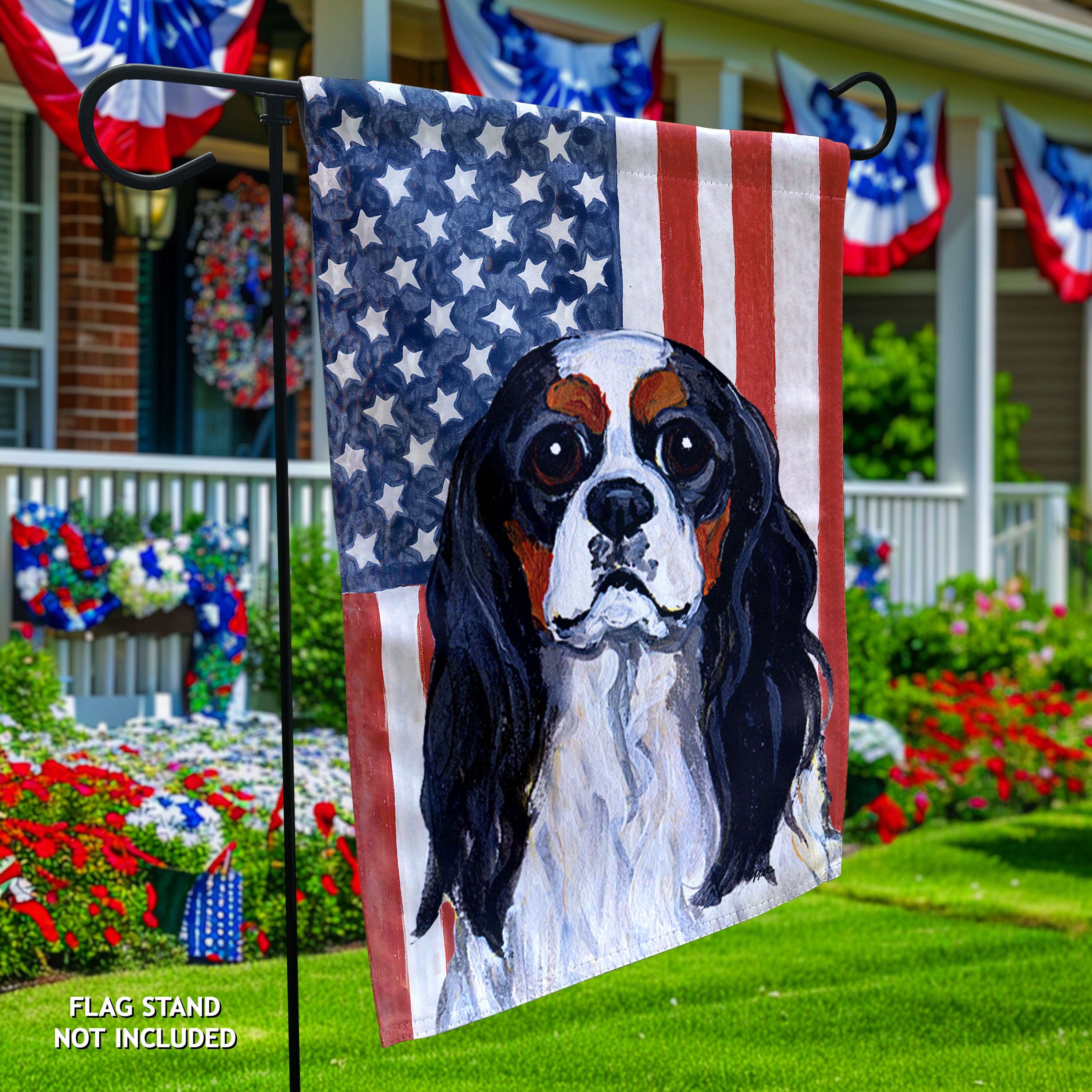 Cavalier King Charles Spaniel Americana Garden Flag