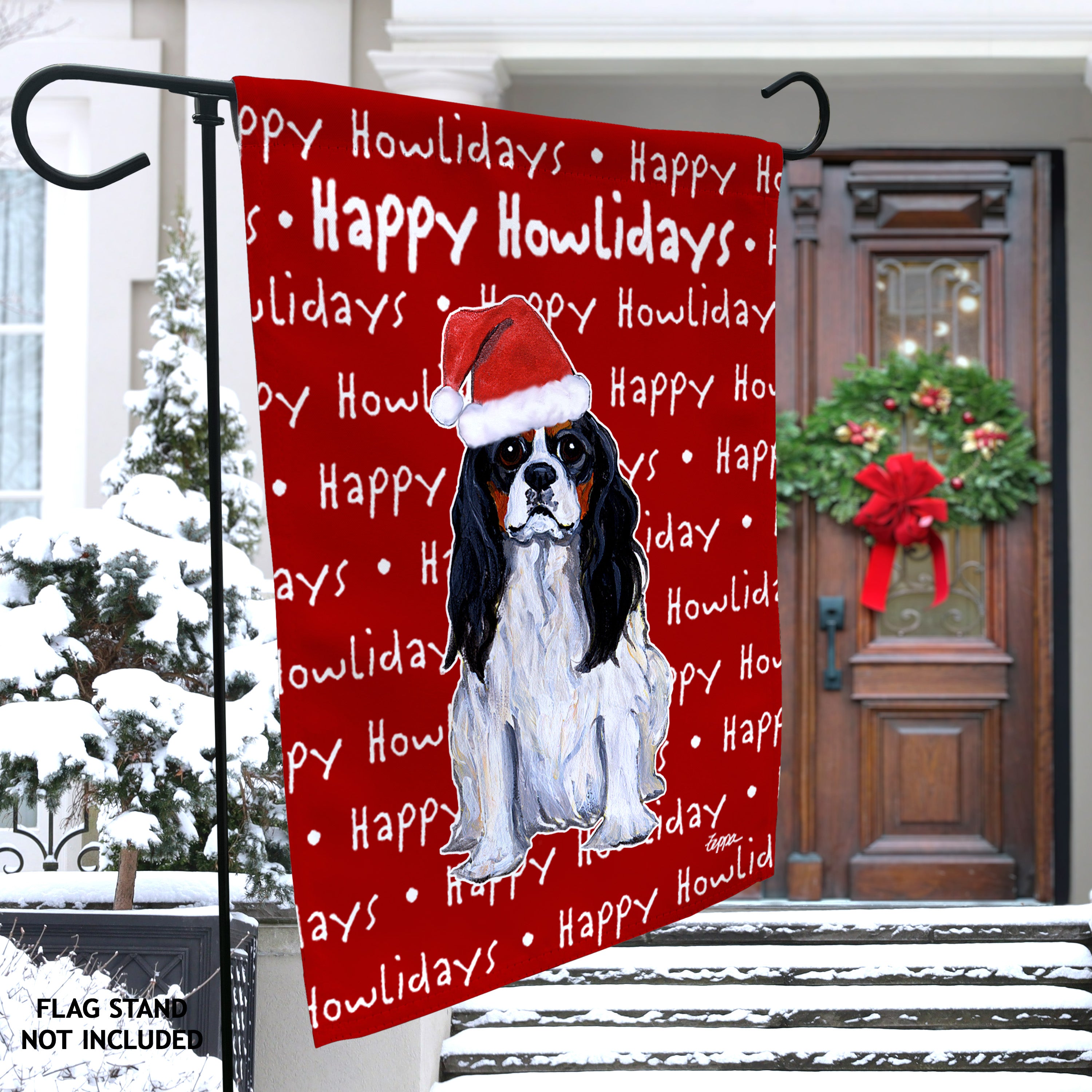 Cavalier King Charles Spaniel Christmas Garden Flag
