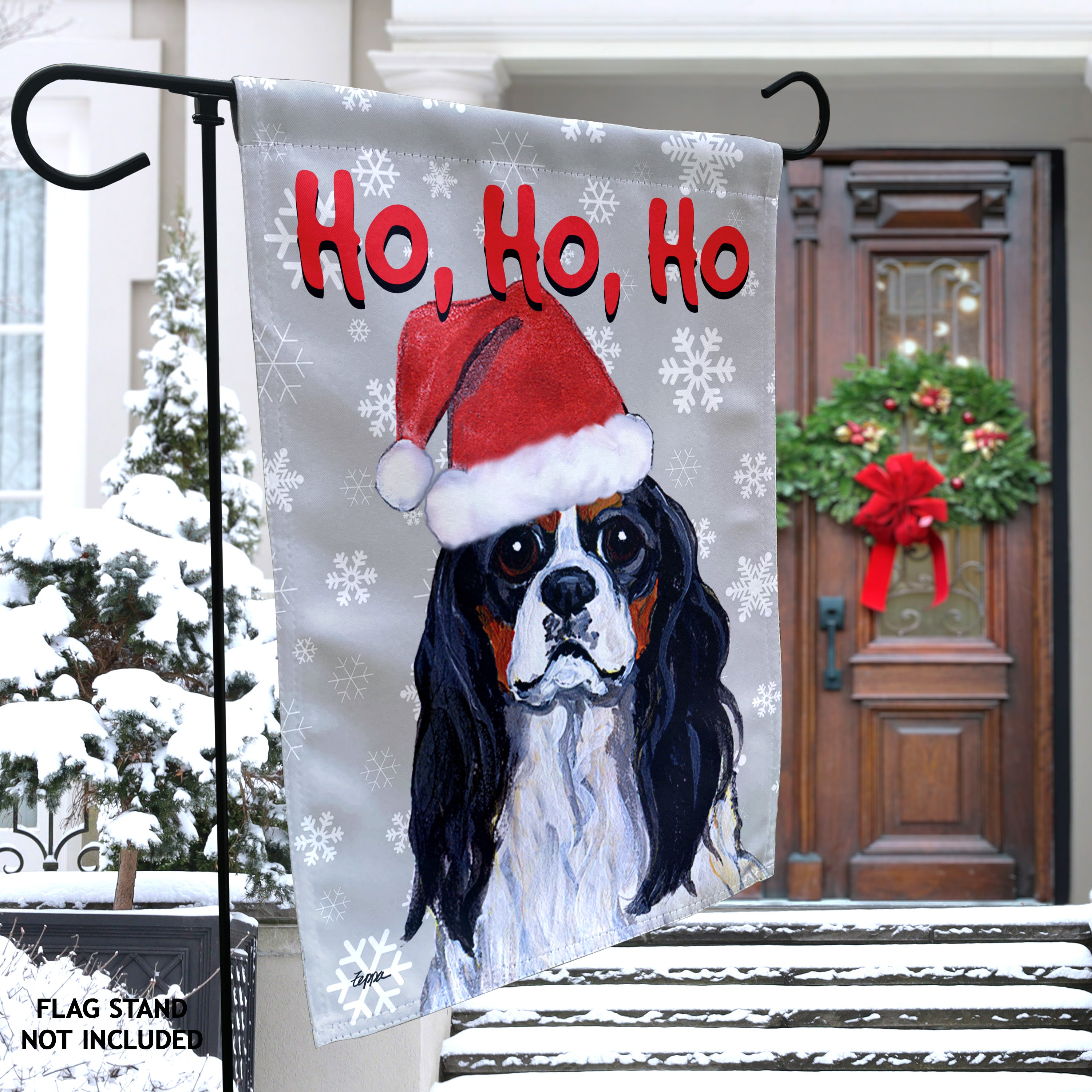 Cavalier King Charles Spaniel Christmas Garden Flag