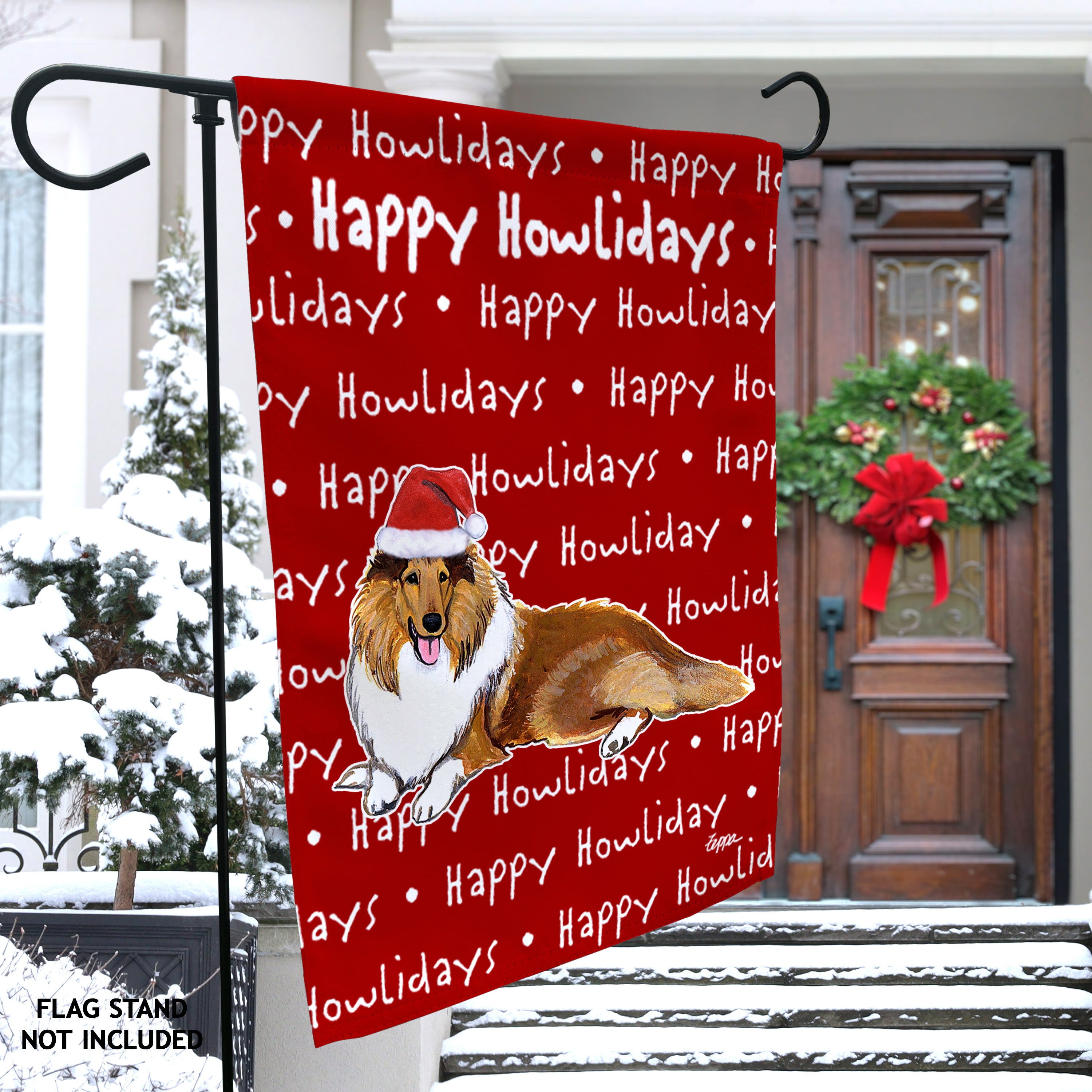 Collie Christmas Garden Flag