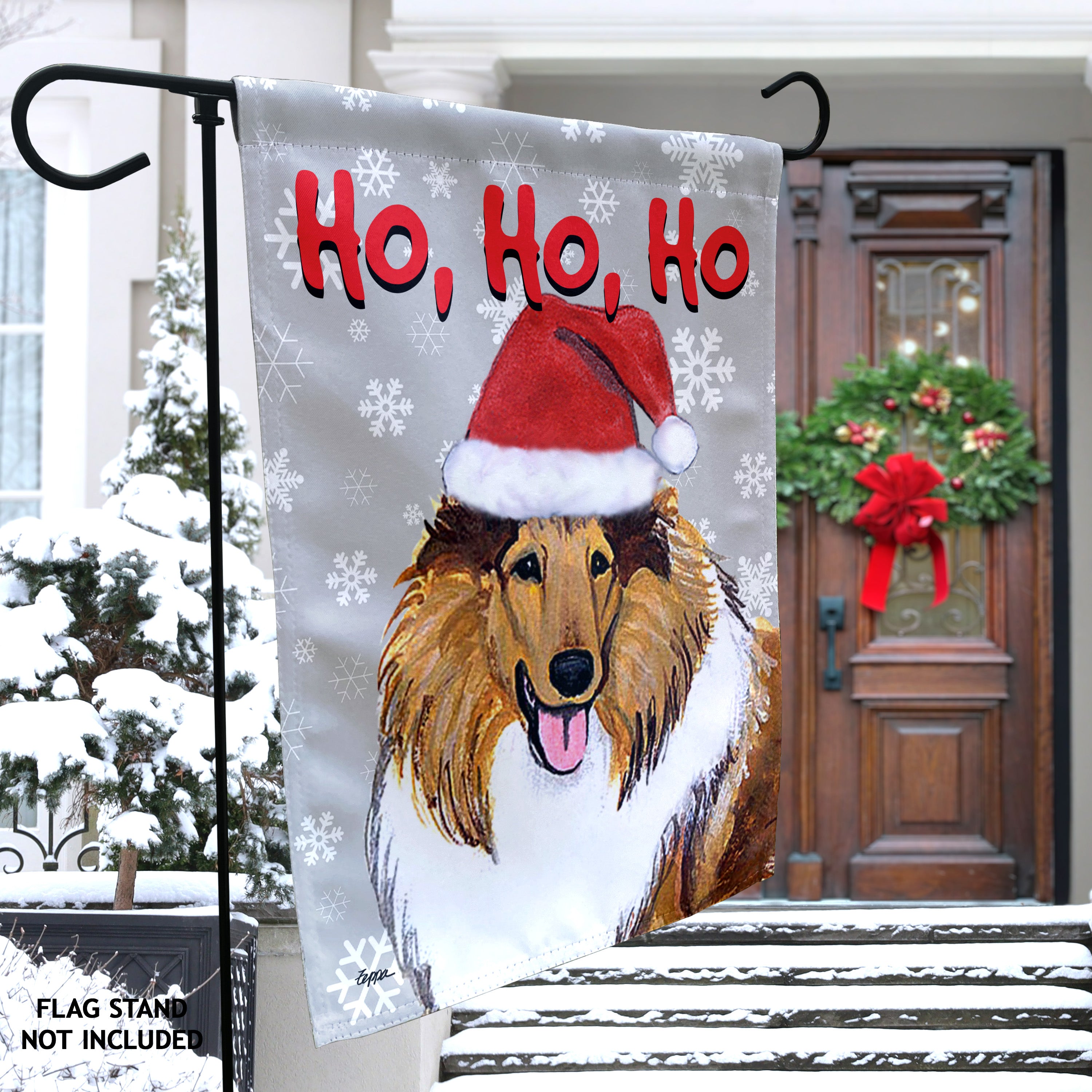 Collie Christmas Garden Flag