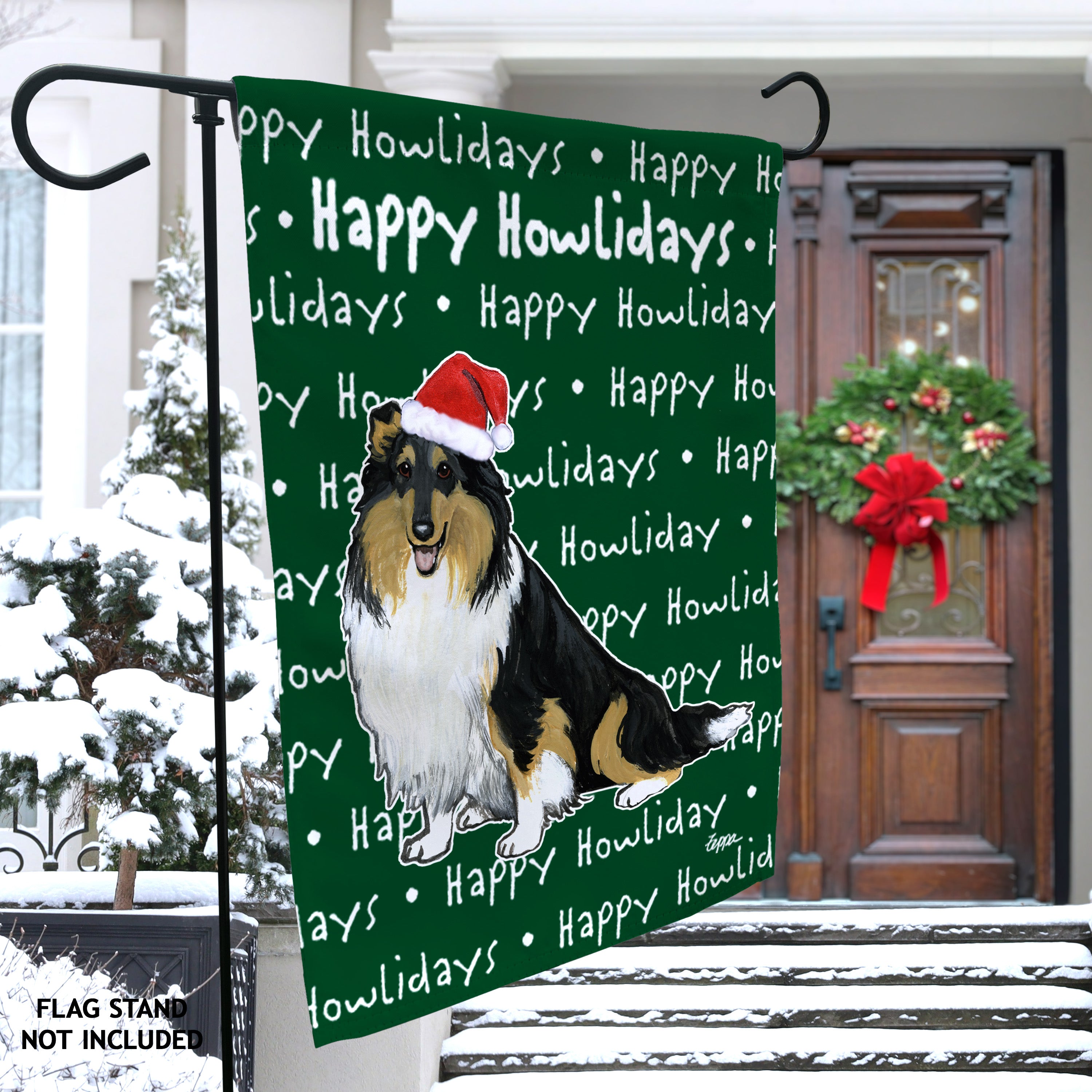Collie Christmas Garden Flag