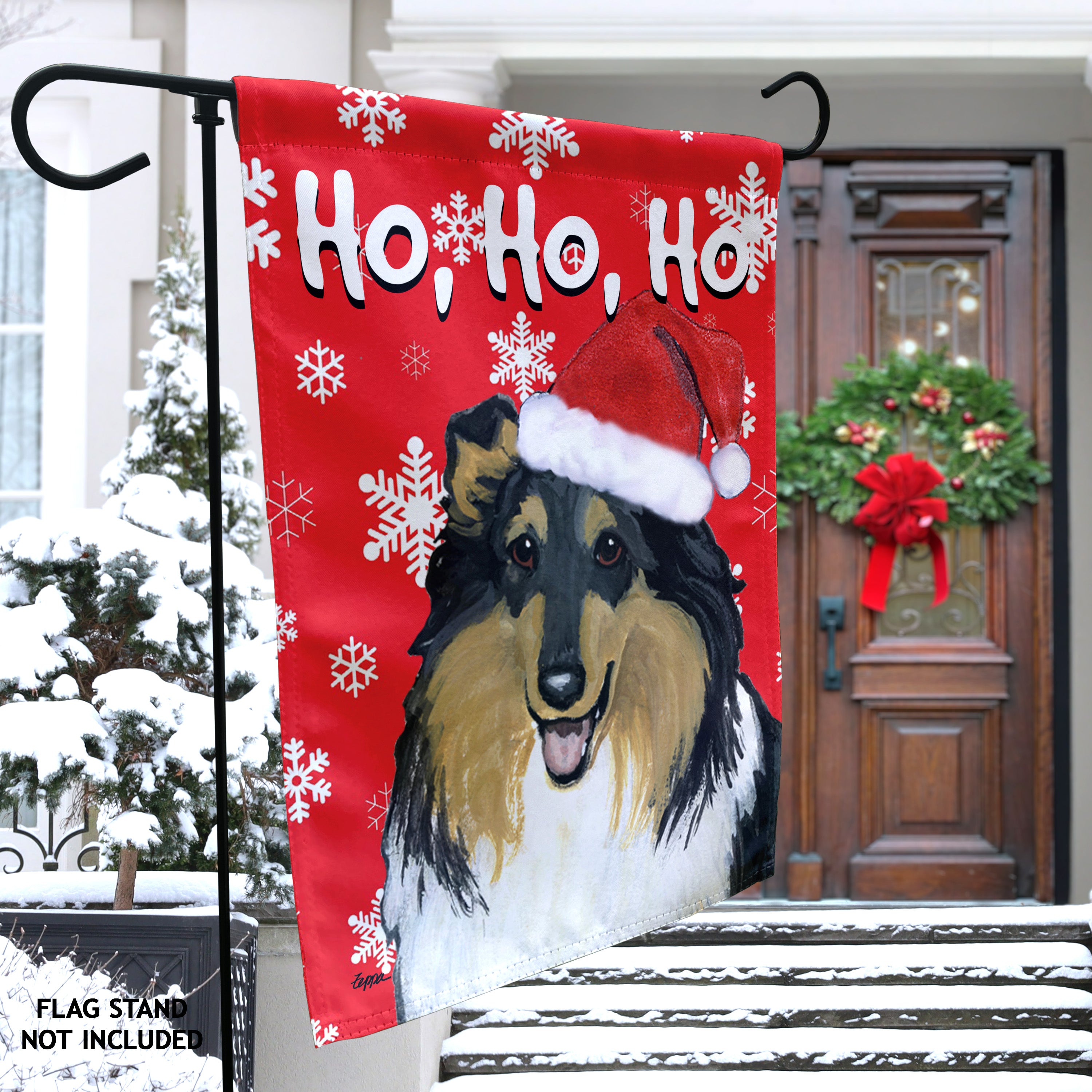 Collie Christmas Garden Flag