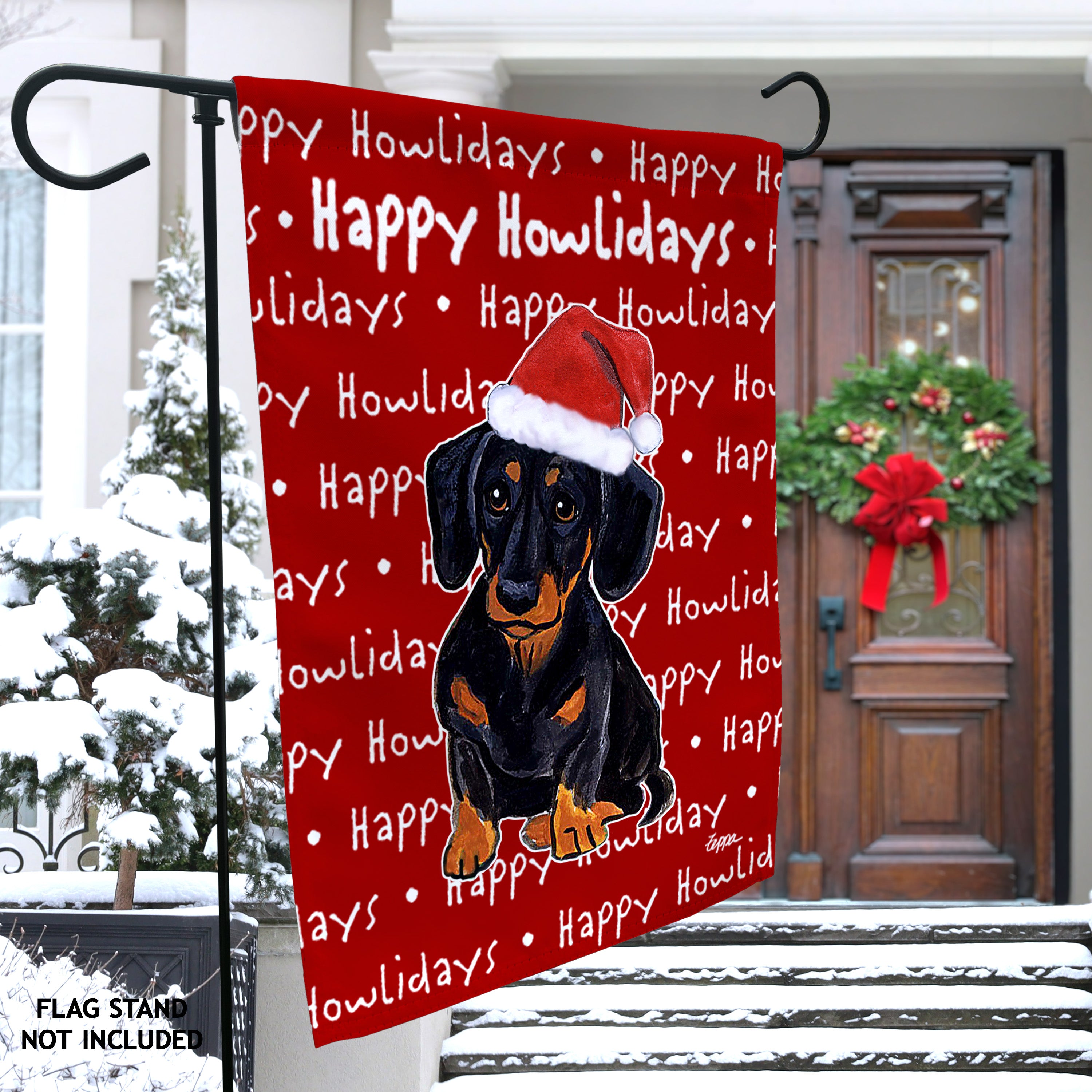 Dachshund Christmas Garden Flag