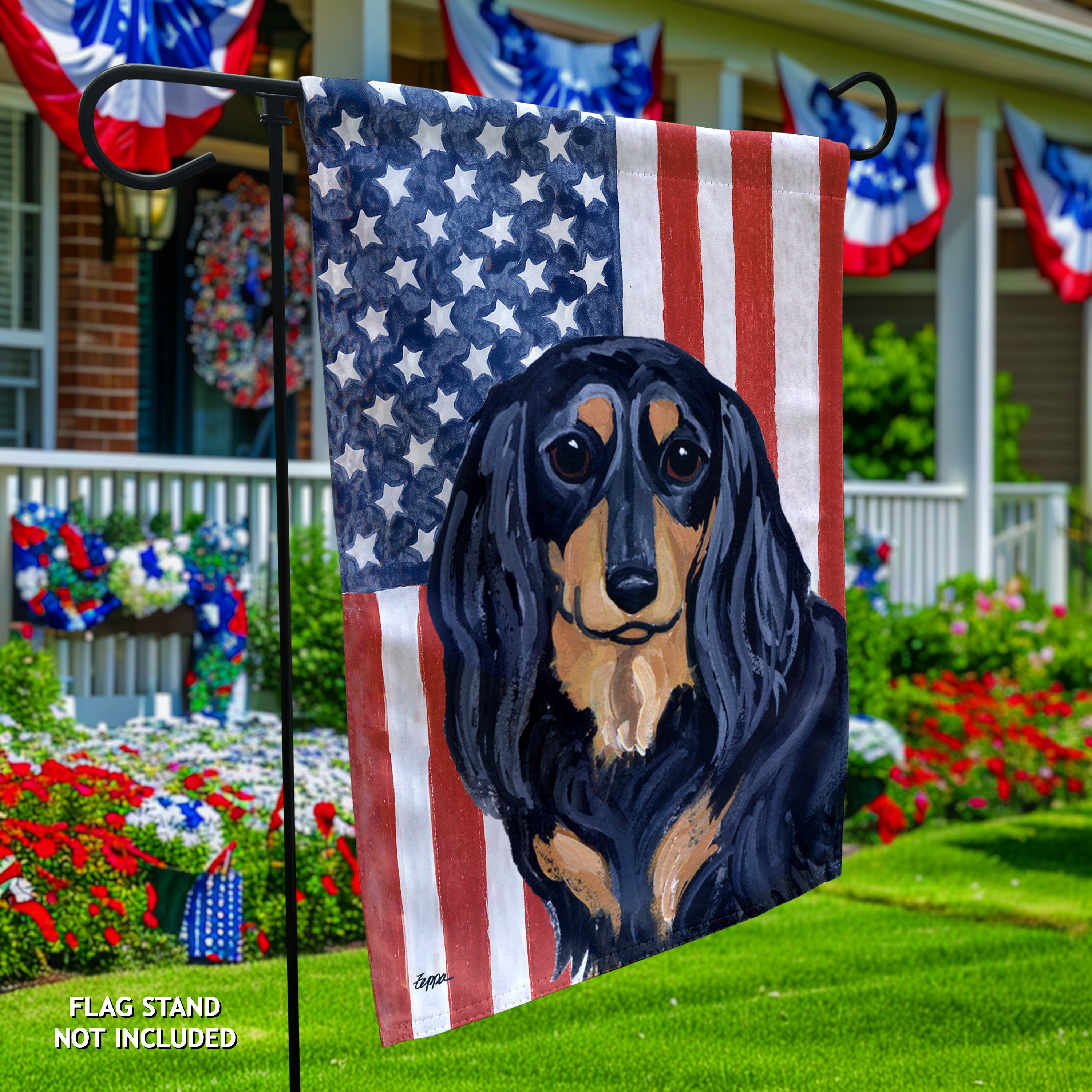 Dachshund Americana Garden Flag