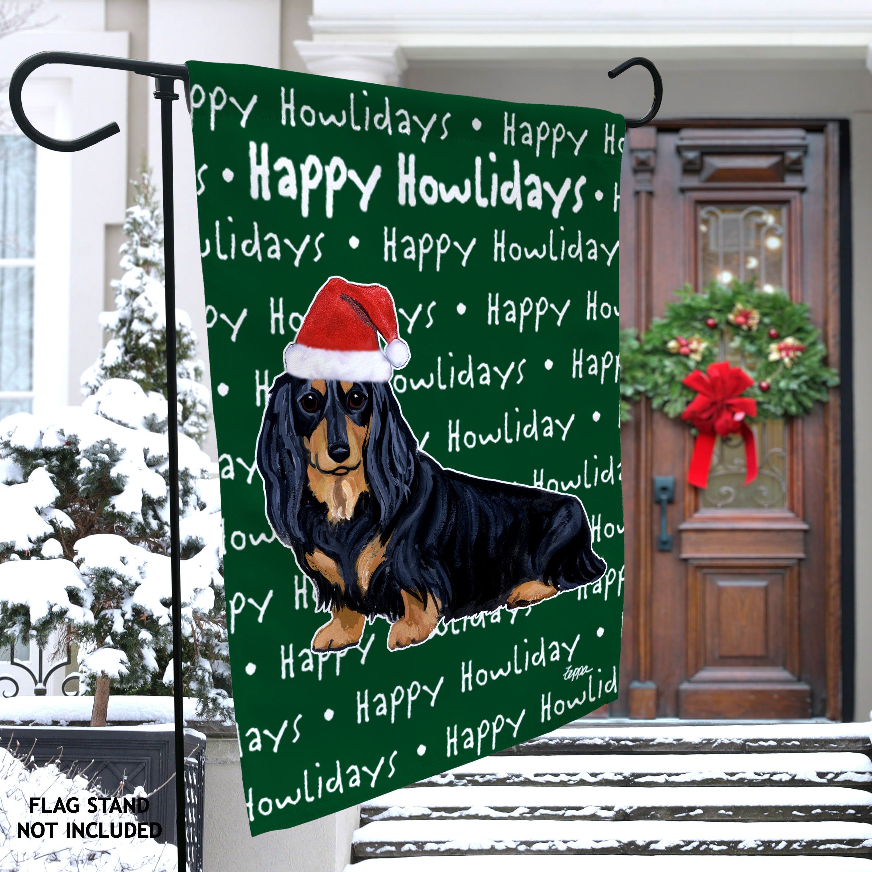 Dachshund Christmas Garden Flag
