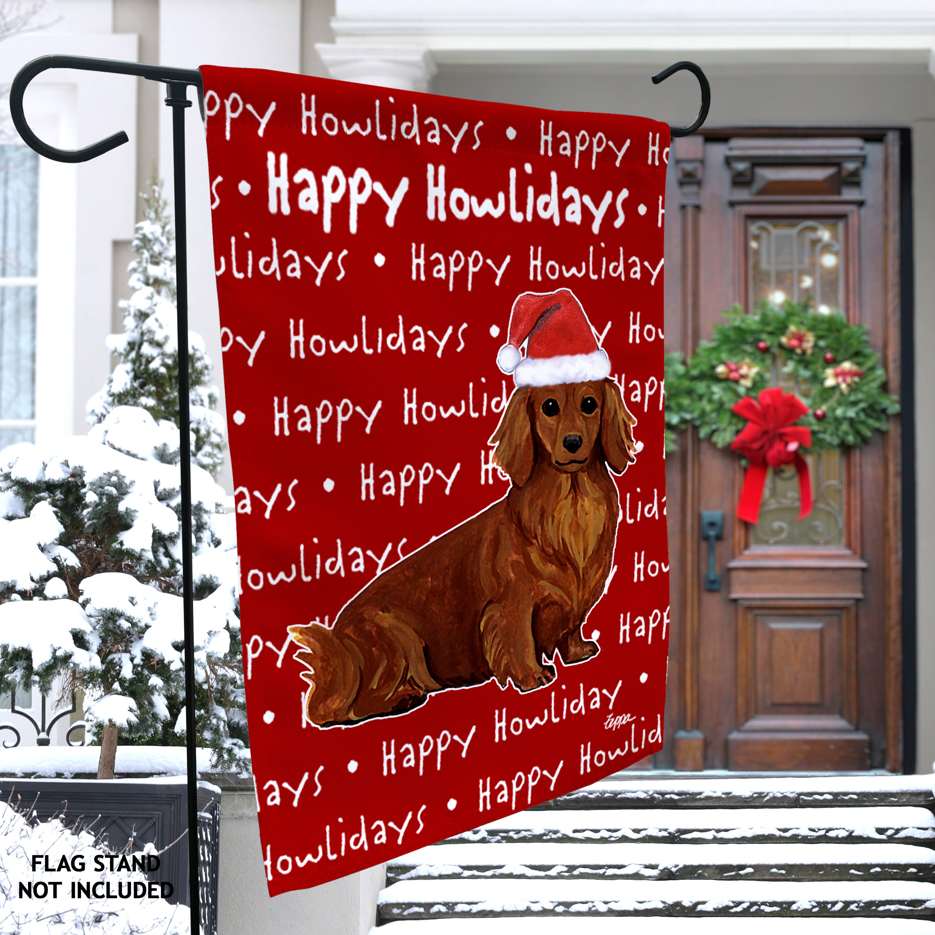 Dachshund Christmas Garden Flag