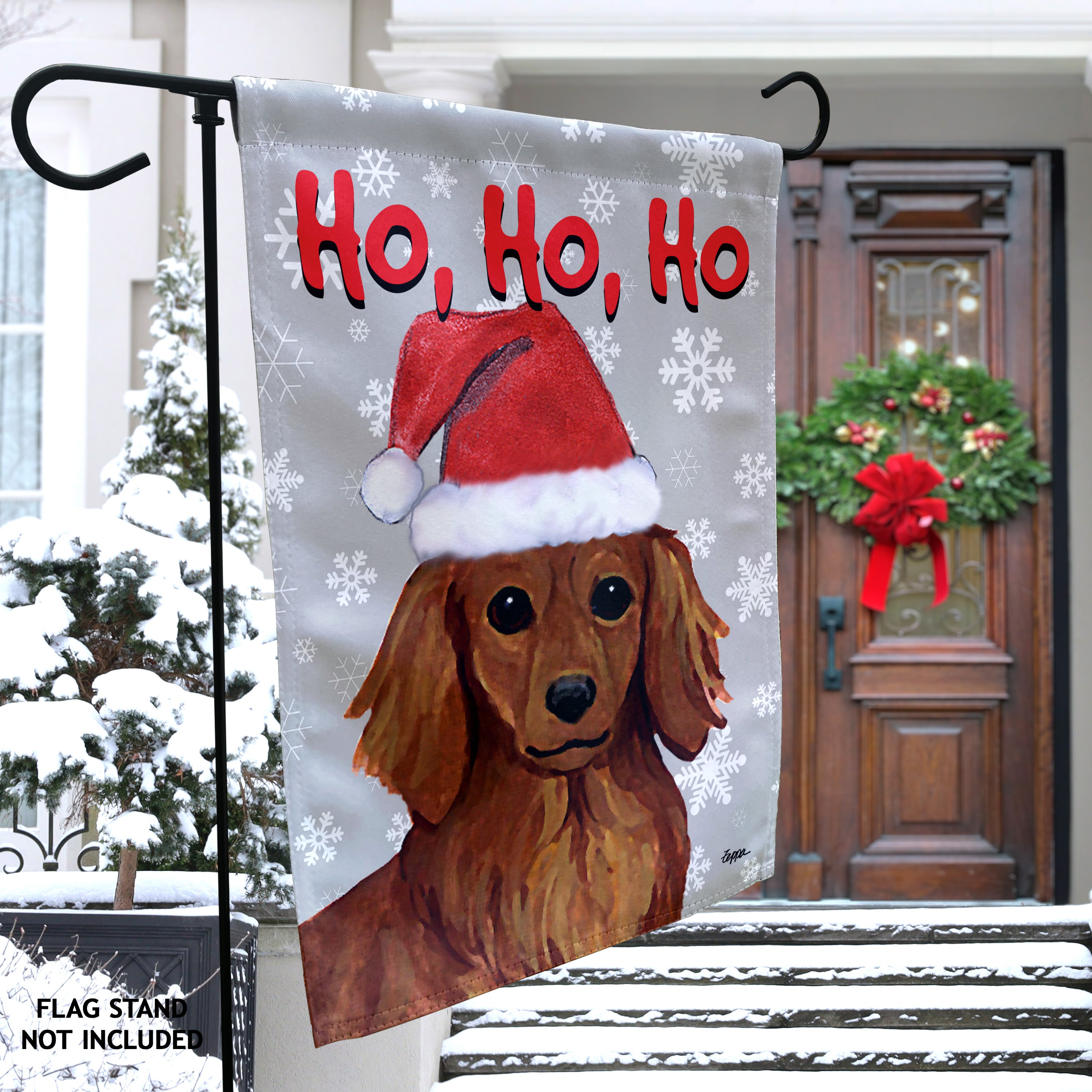 Dachshund Christmas Garden Flag
