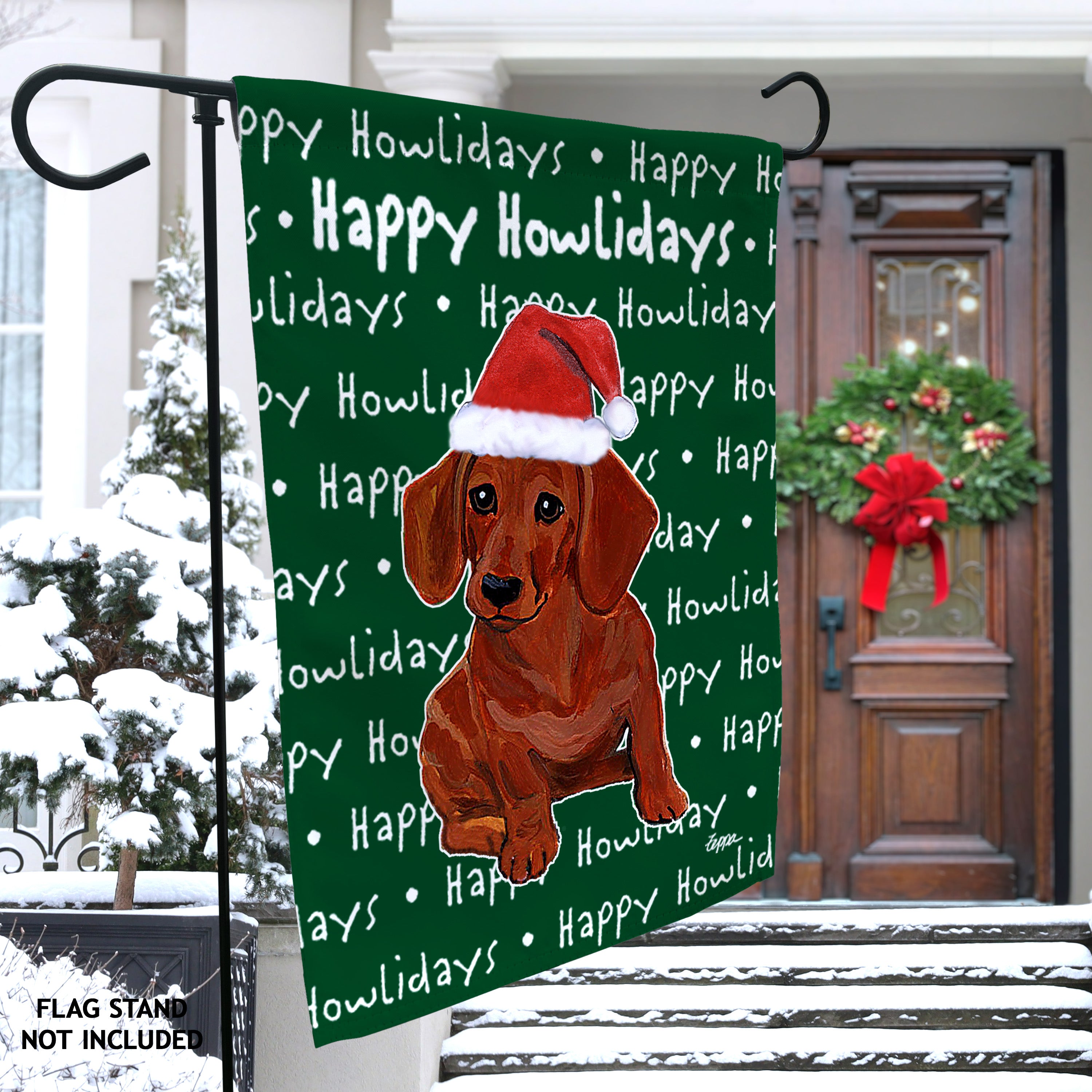 Dachshund Christmas Garden Flag