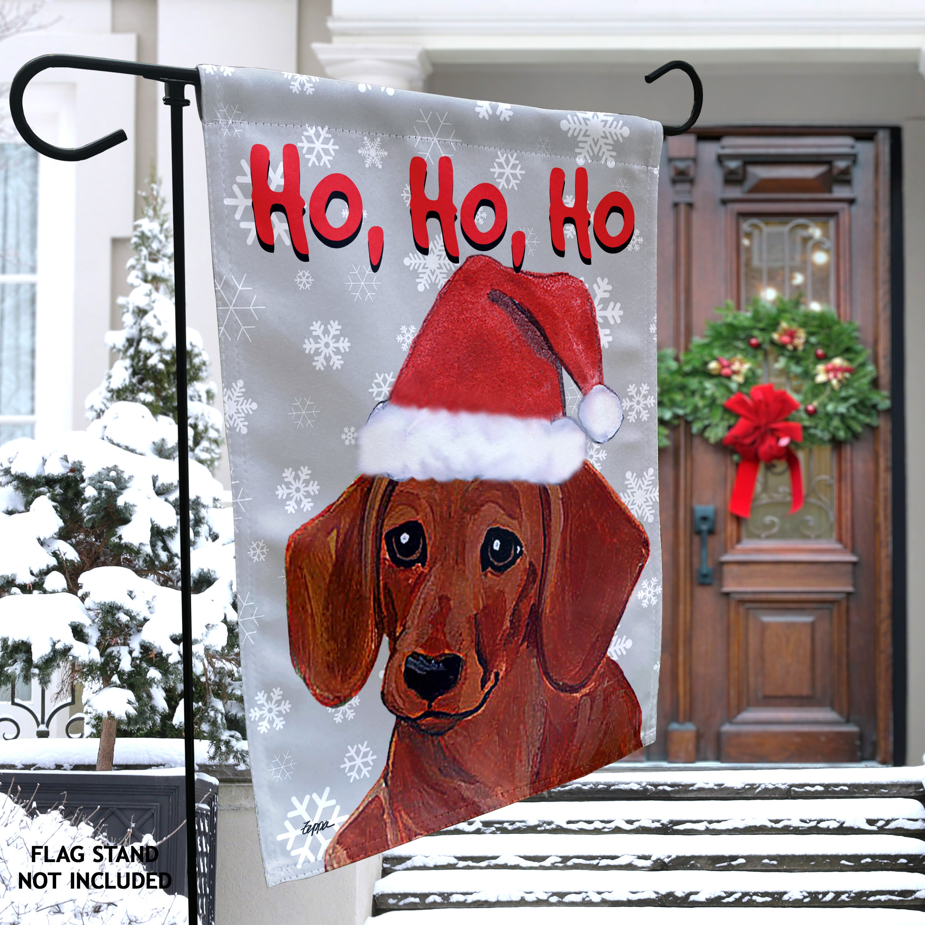 Dachshund Christmas Garden Flag