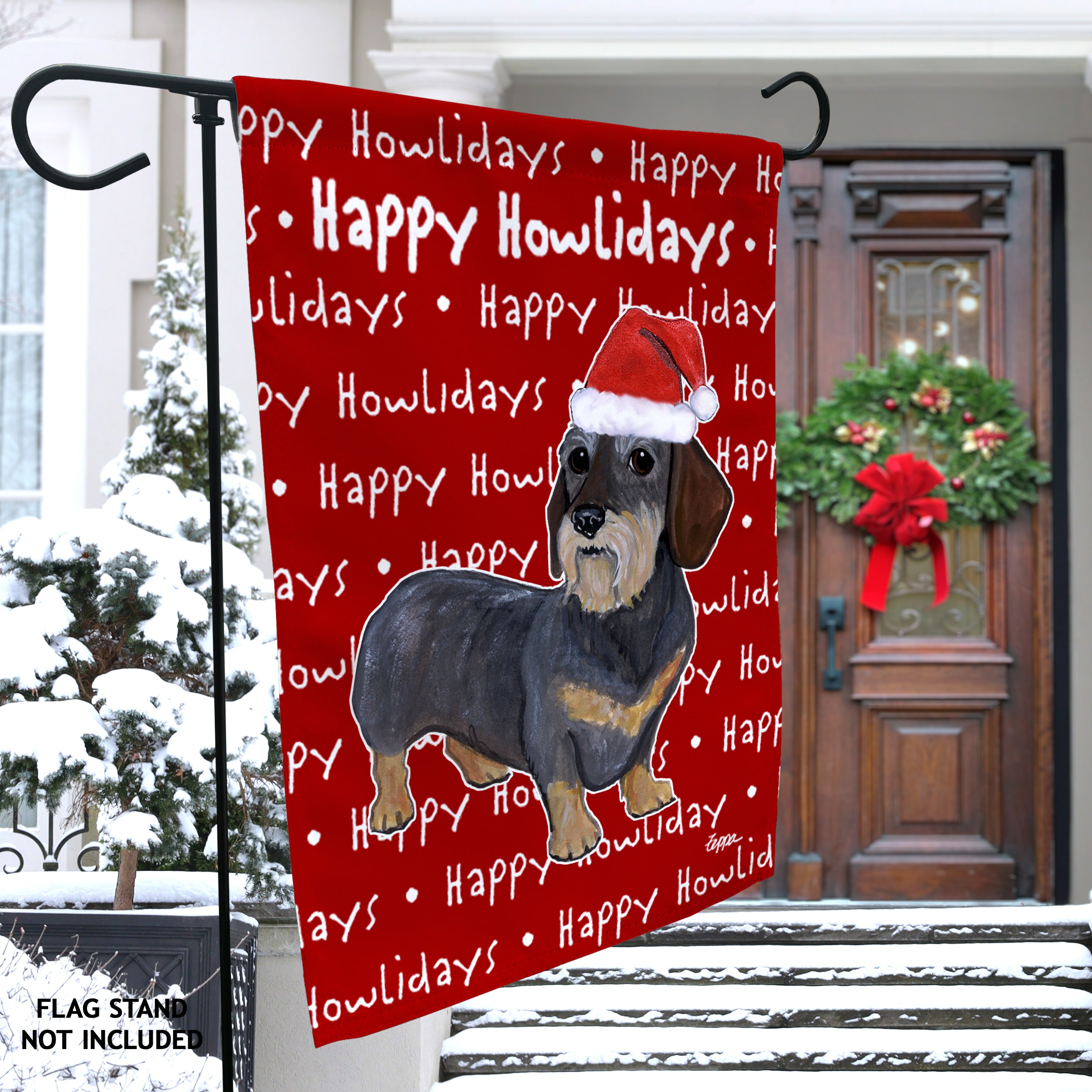 Dachshund Christmas Garden Flag