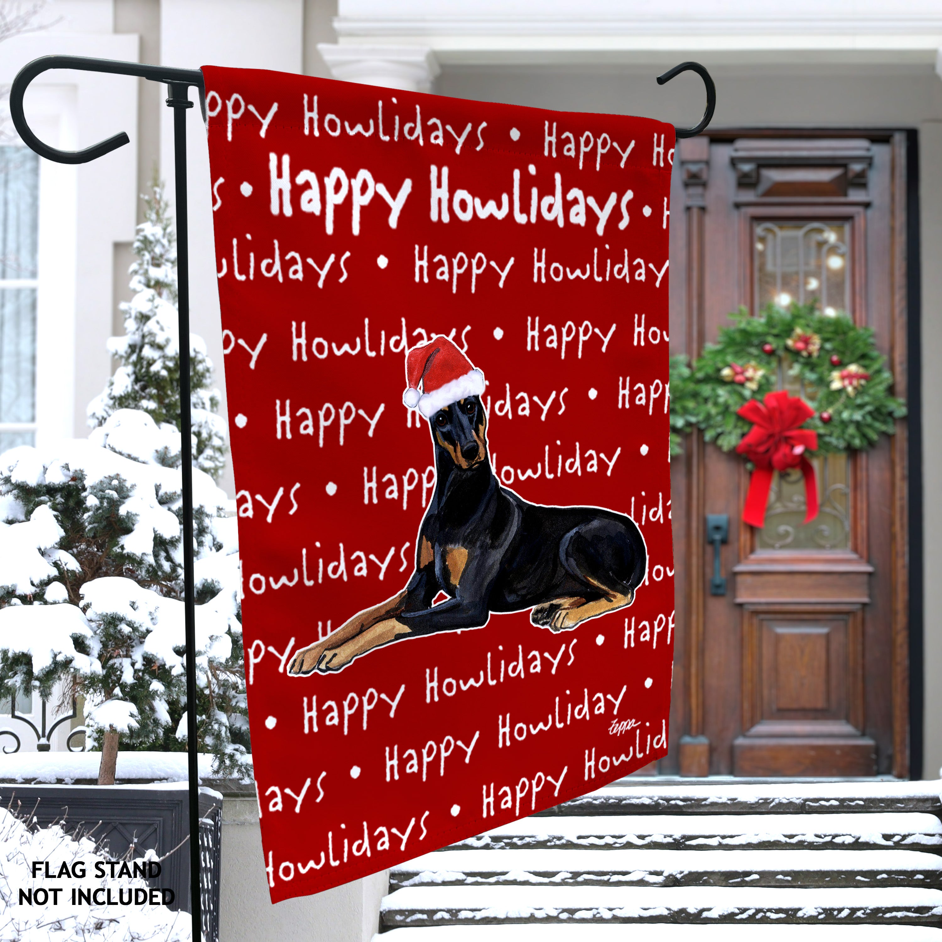 Doberman Pincher Christmas Garden Flag