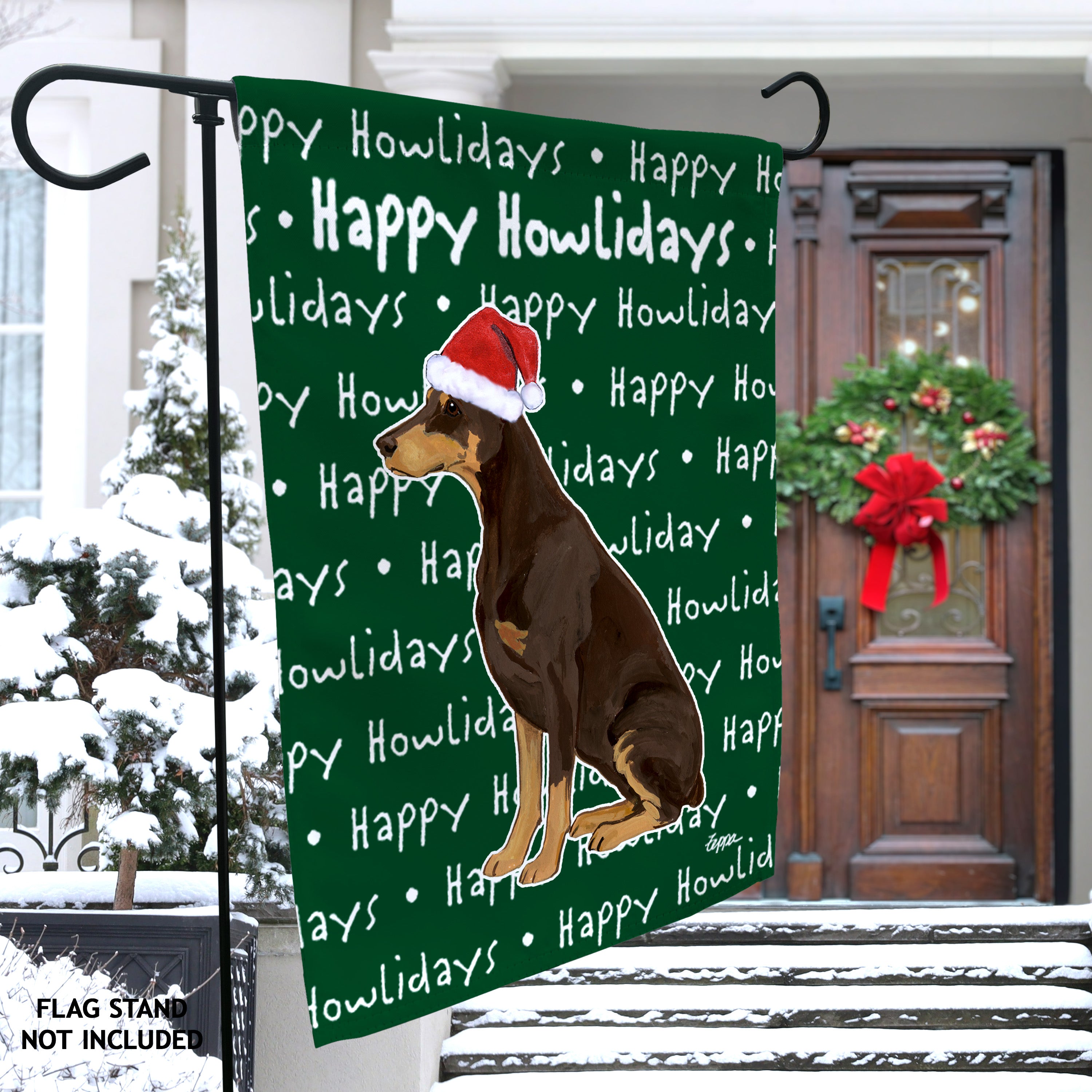Doberman Pincher Christmas Garden Flag