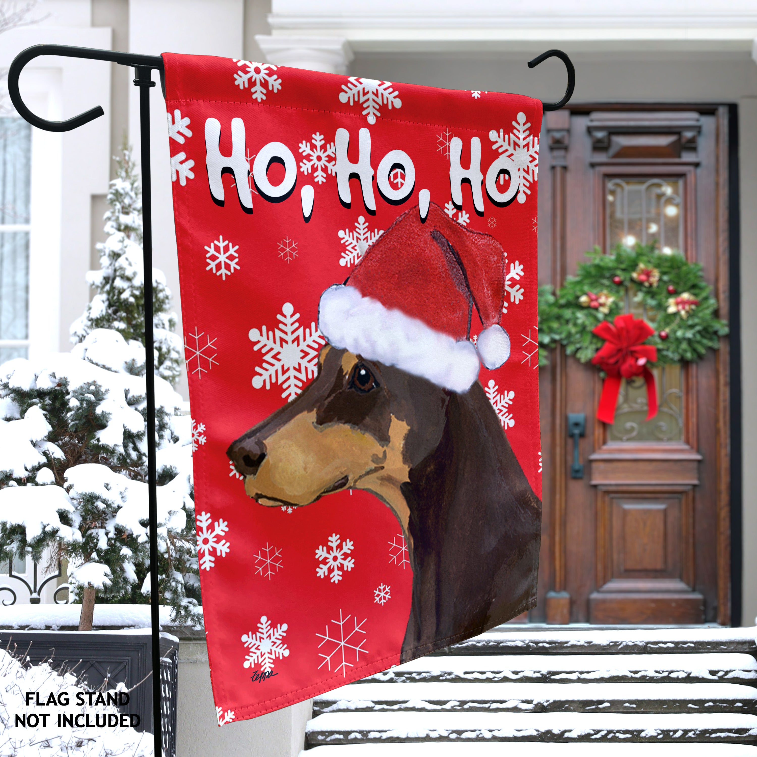 Doberman Pincher Christmas Garden Flag