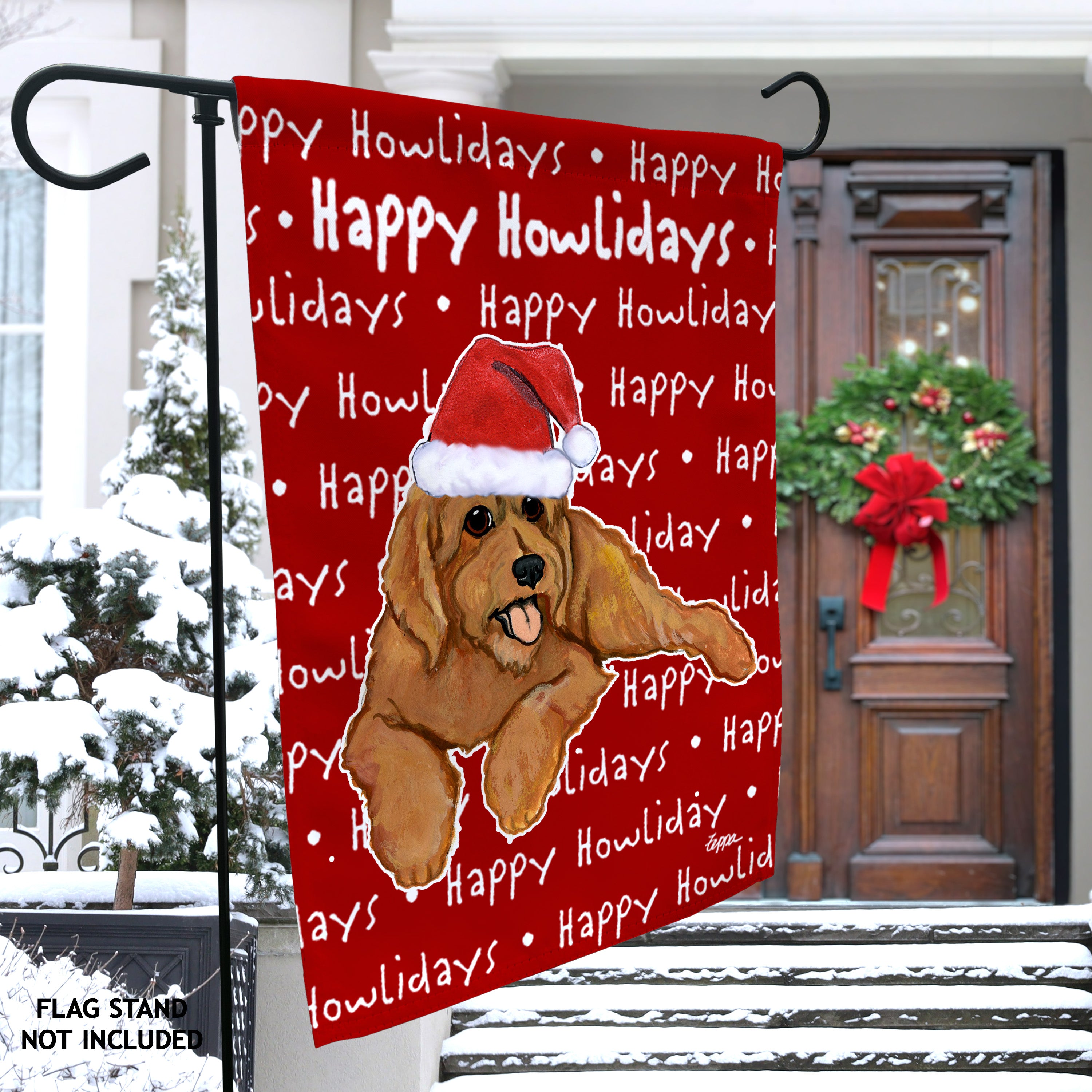 Golden-Labra Doodle Christmas Garden Flag