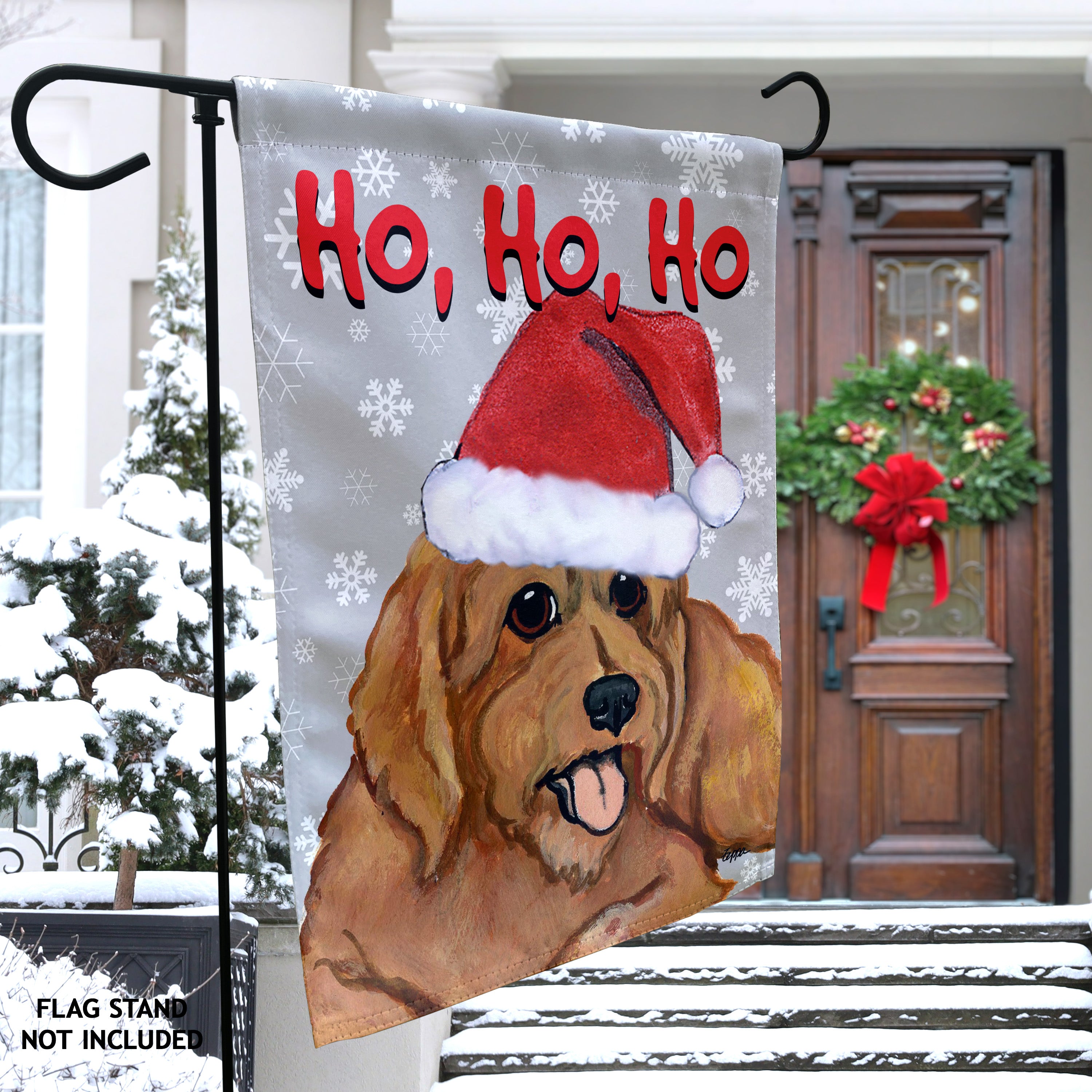 Golden-Labra Doodle Christmas Garden Flag