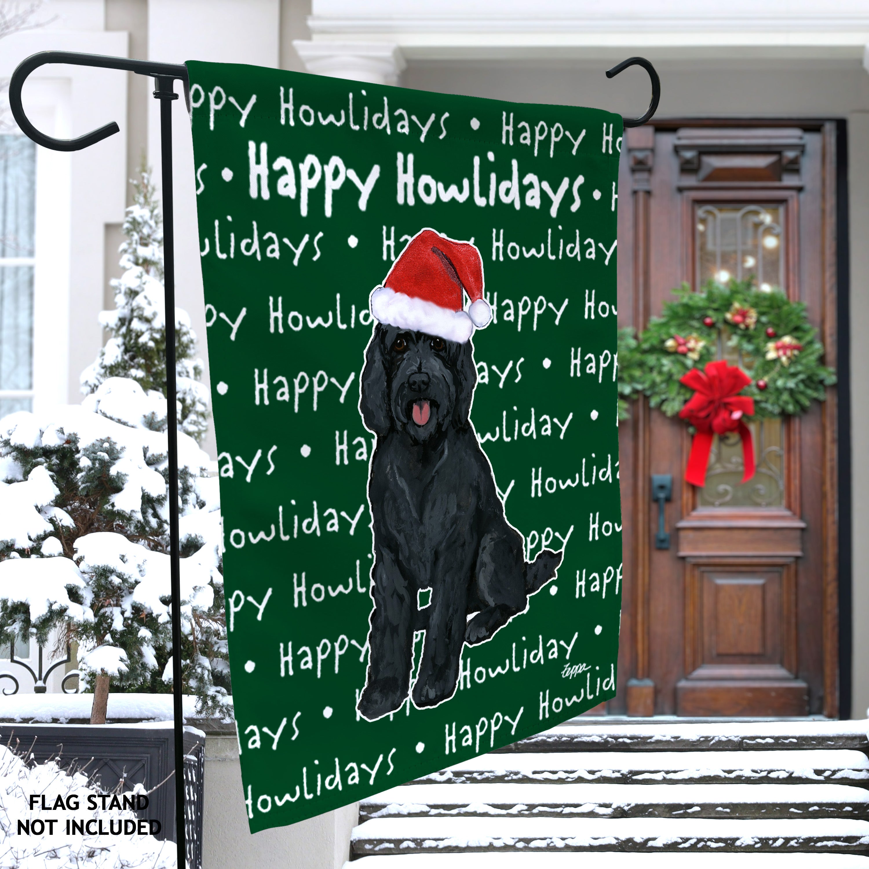 Golden-Labra Doodle Christmas Garden Flag