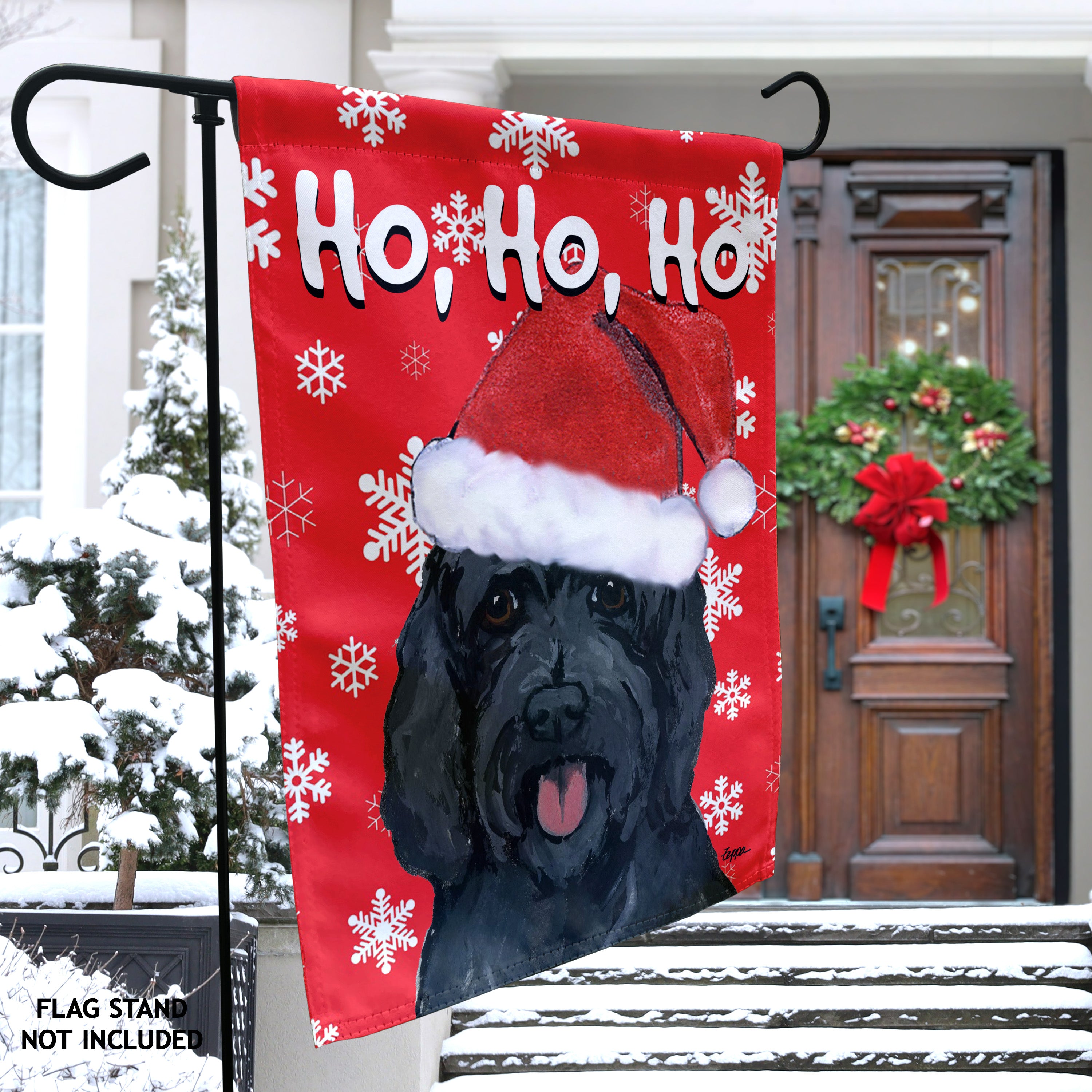 Golden-Labra Doodle Christmas Garden Flag