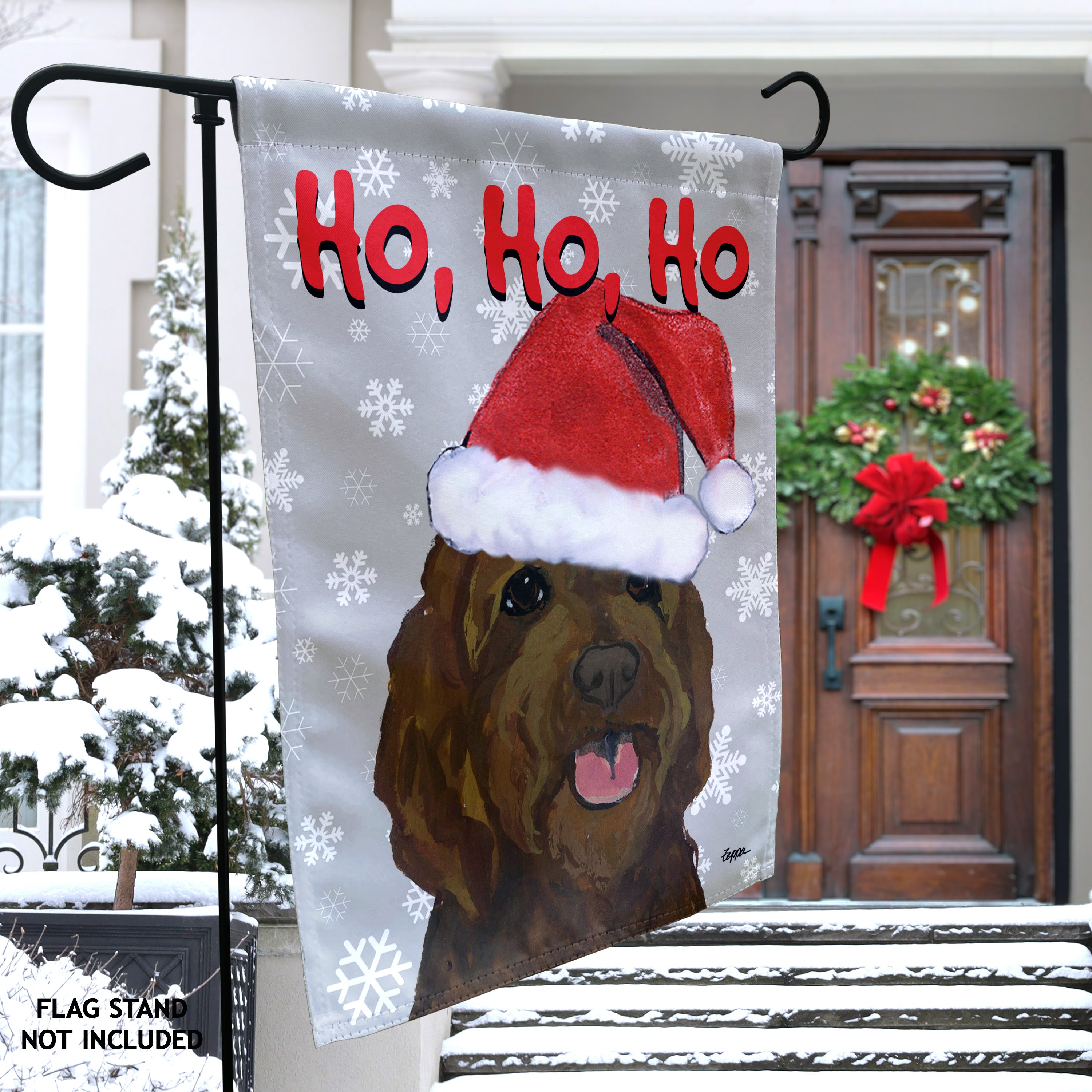 Golden-Labra Doodle Christmas Garden Flag