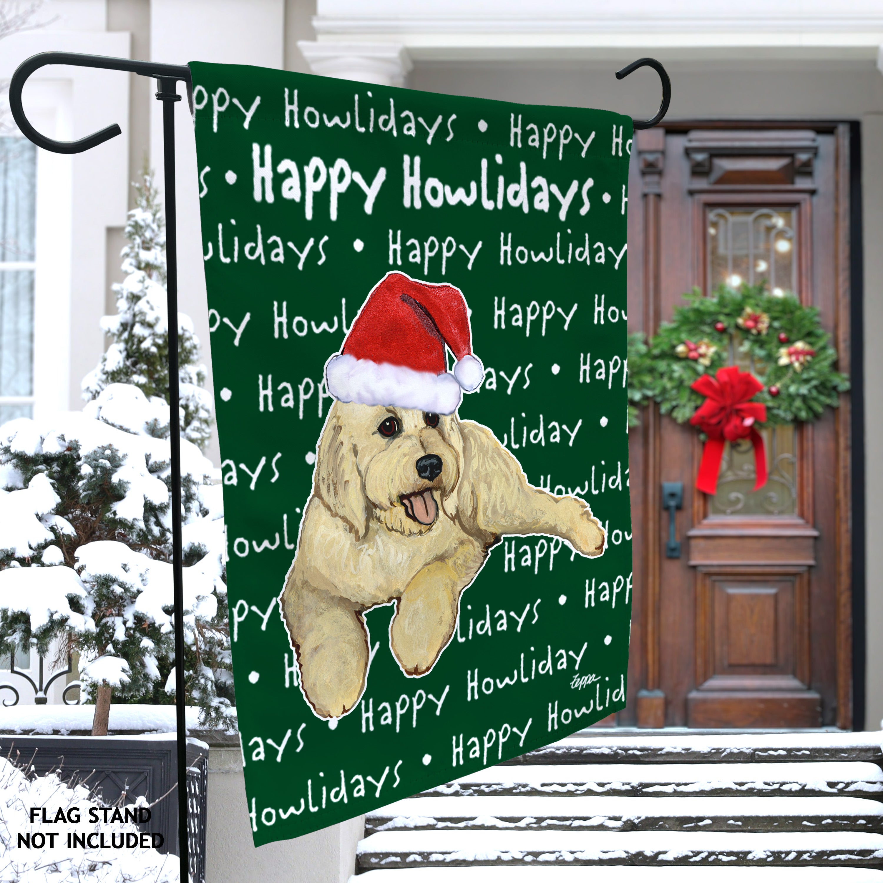 Golden-Labra Doodle Christmas Garden Flag
