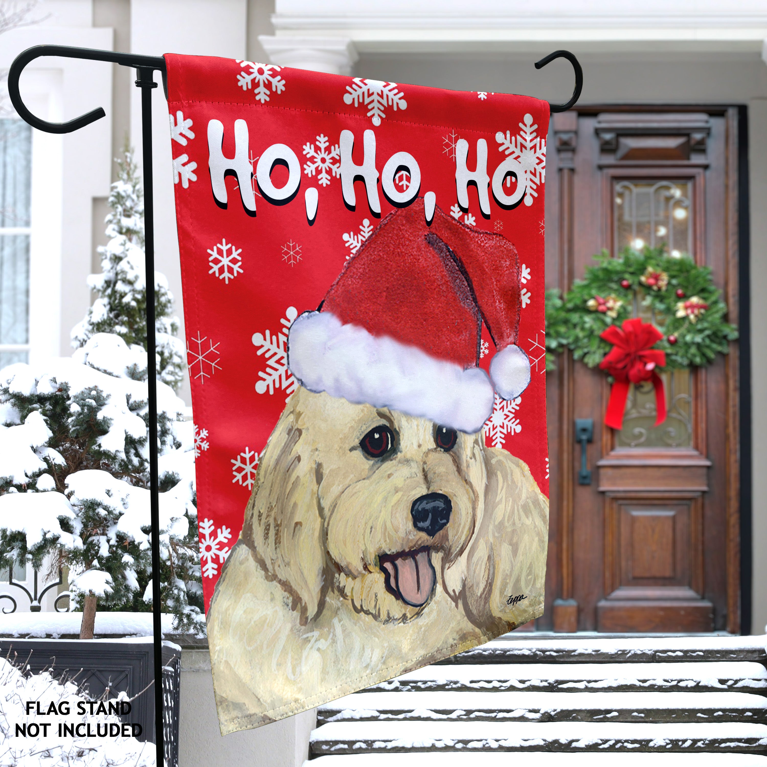 Golden-Labra Doodle Christmas Garden Flag