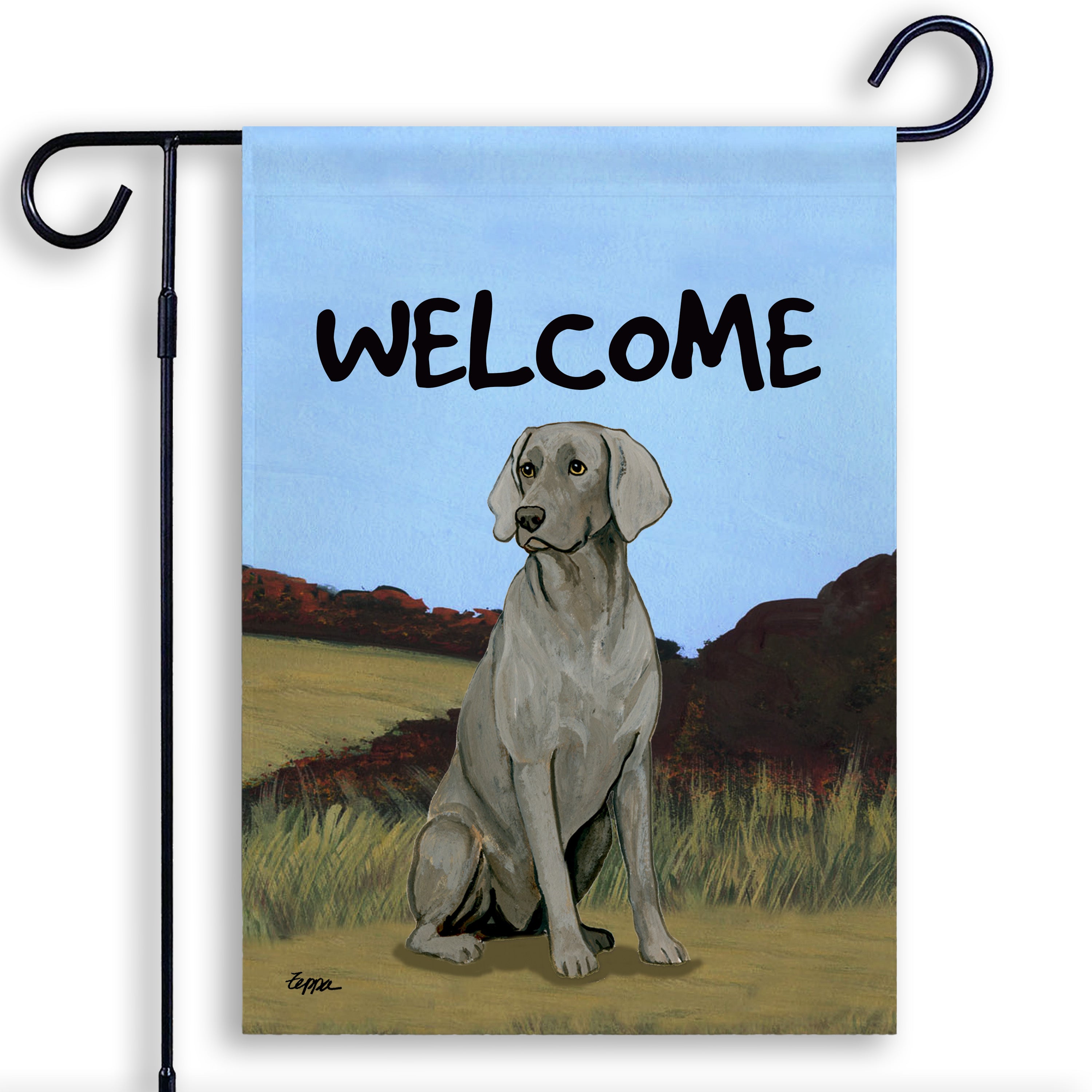 Weimaraner Sitting Garden Flag