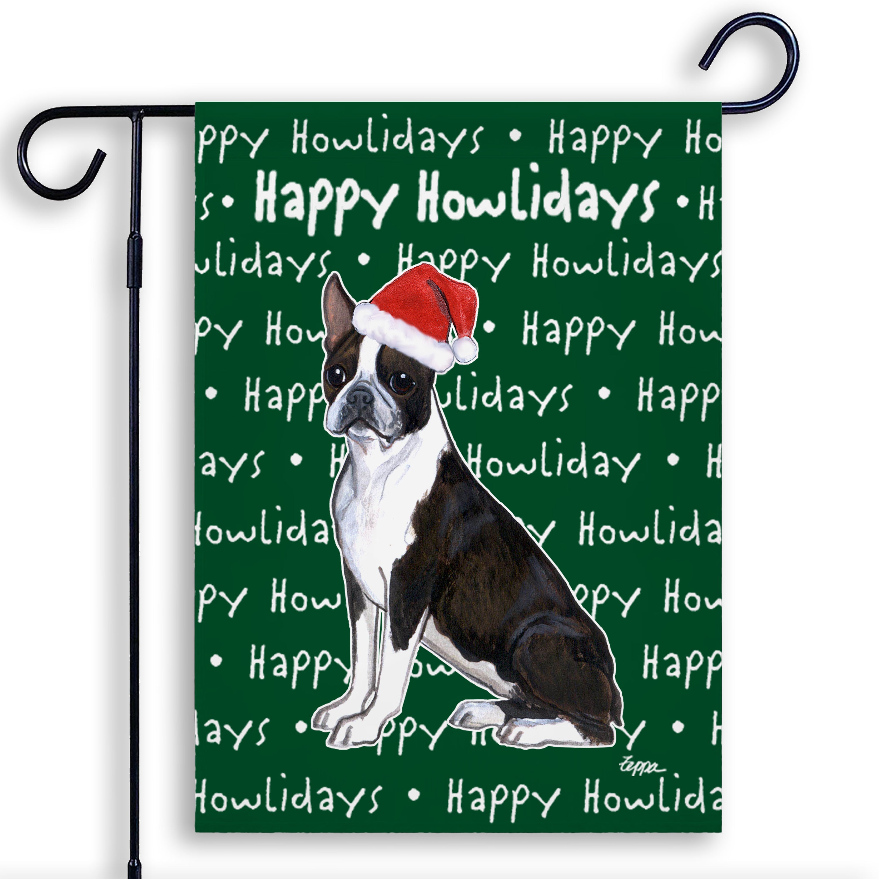 Boston Terrier Christmas Garden Flag