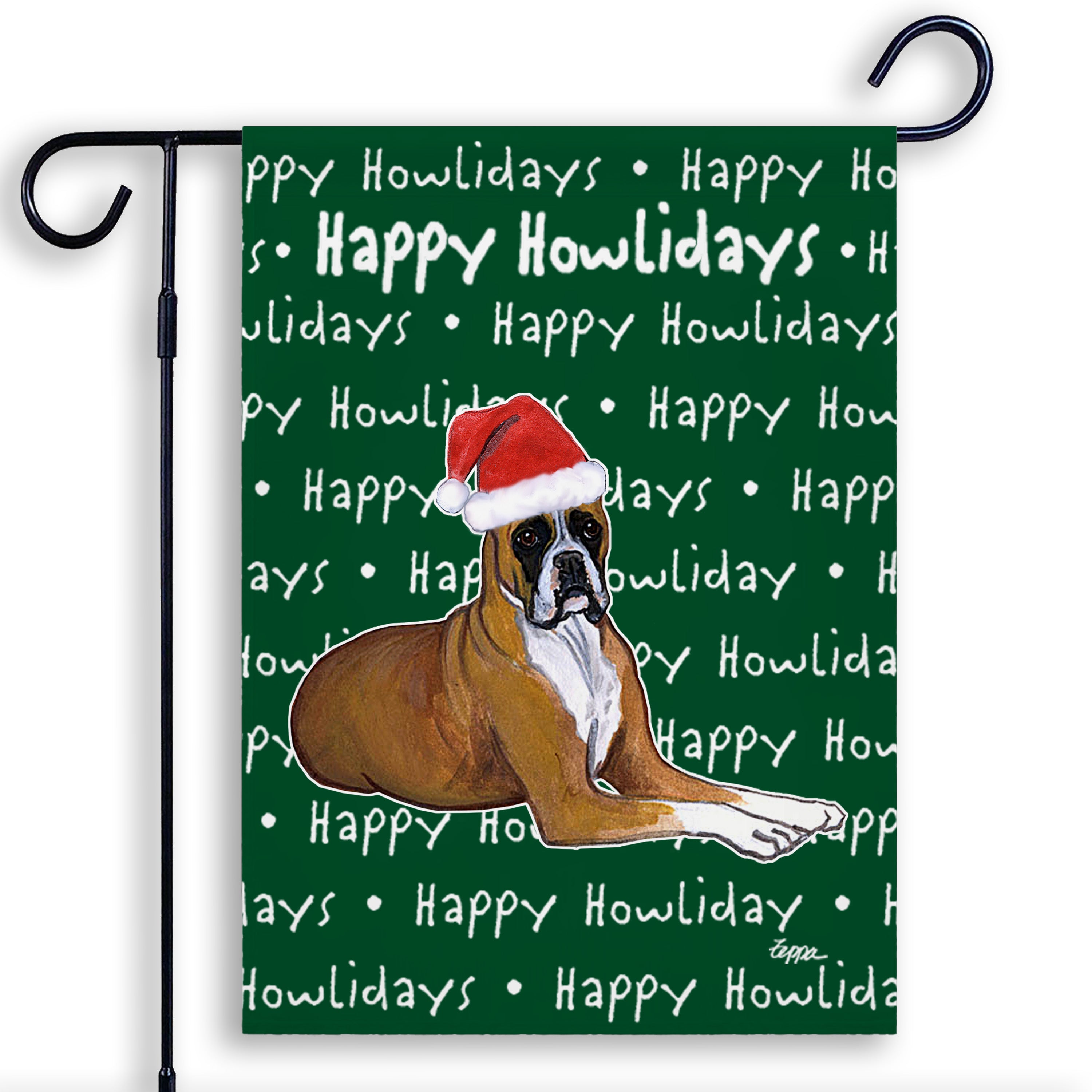 Boxer Lying Christmas Garden Flag