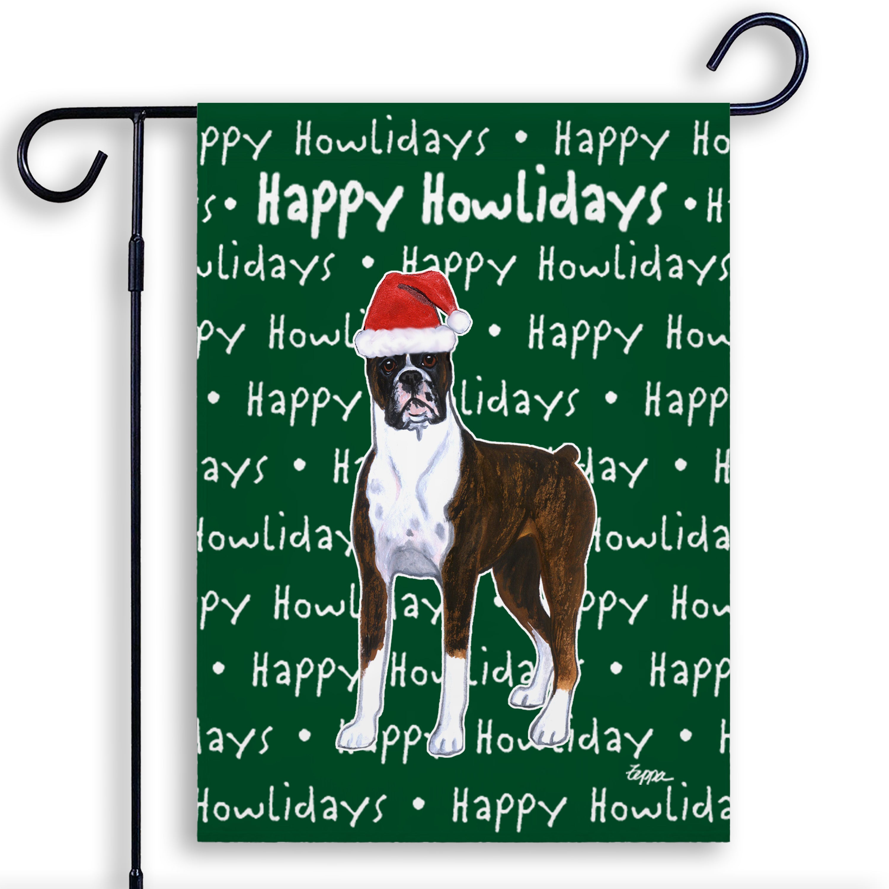 Boxer Standing Christmas Garden Flag