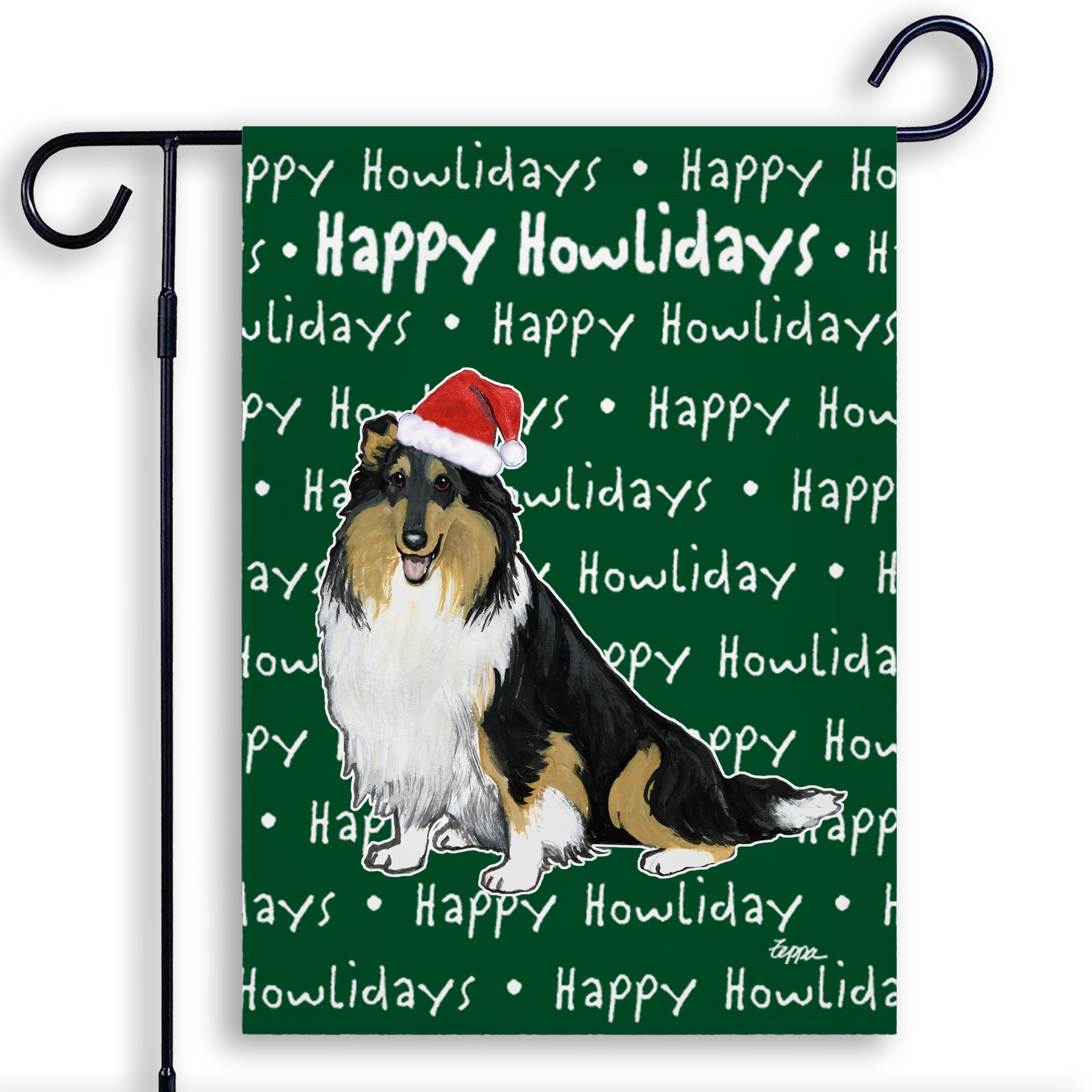 Collie Christmas Garden Flag