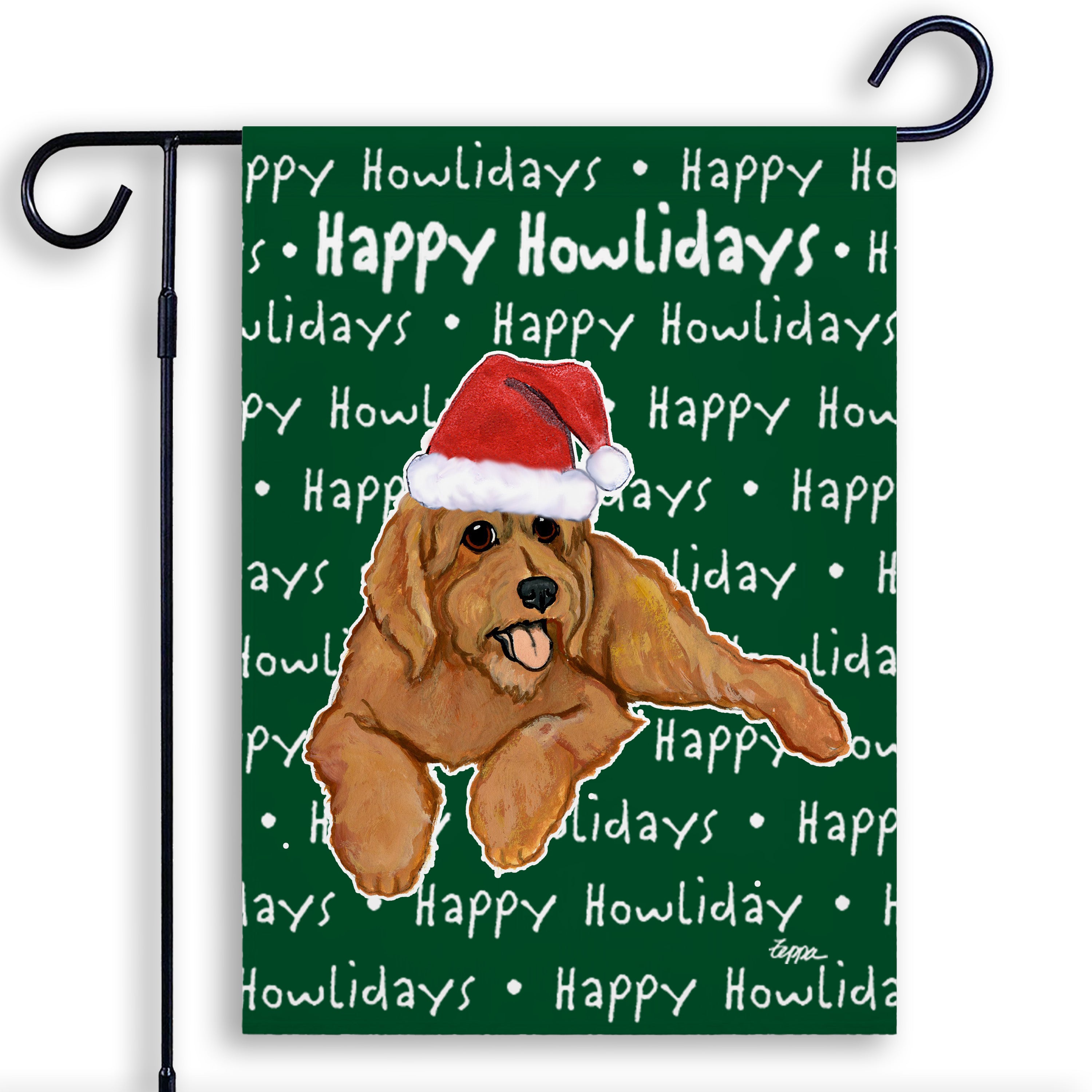 Golden-Labra Doodle Christmas Garden Flag
