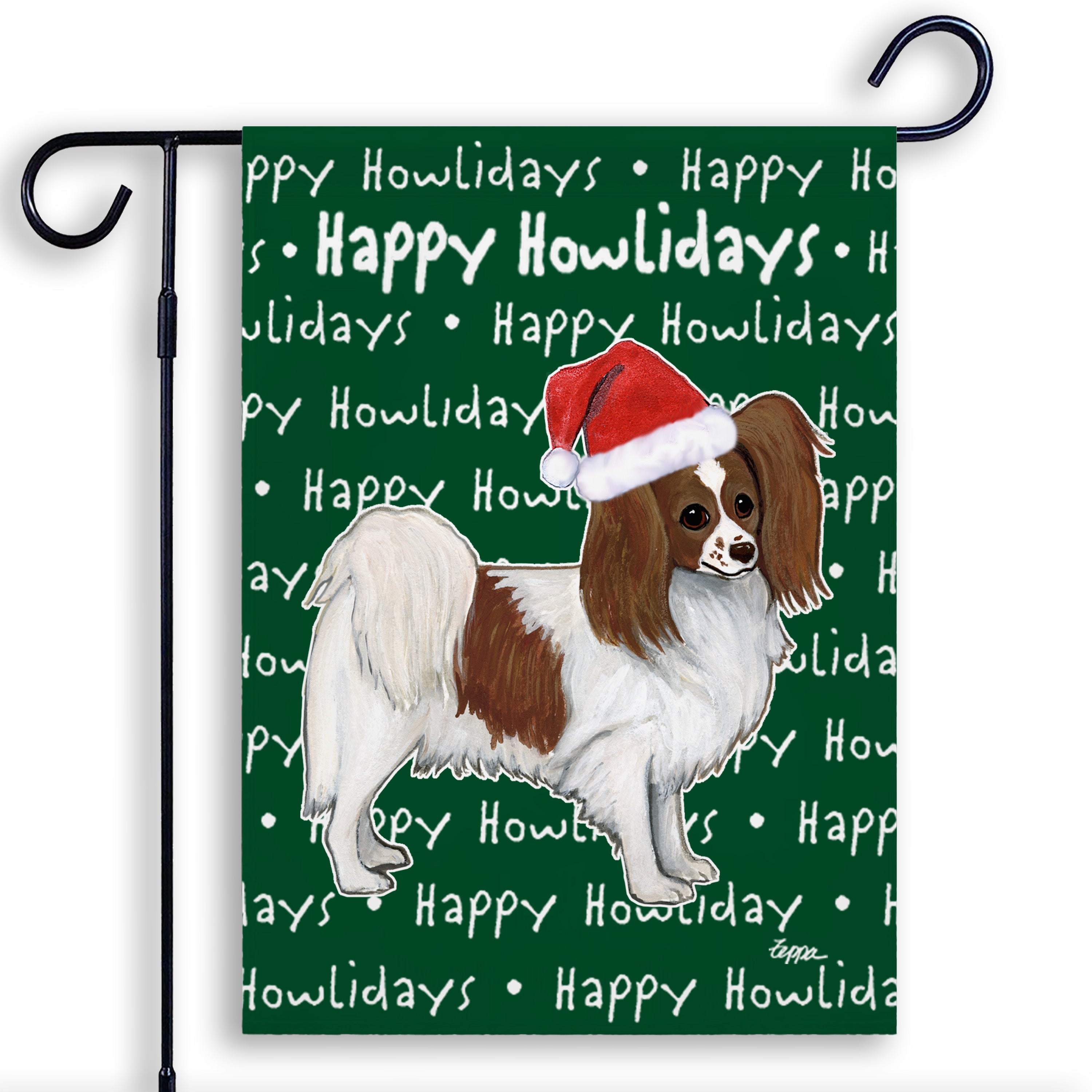 Papillon Christmas Garden Flag