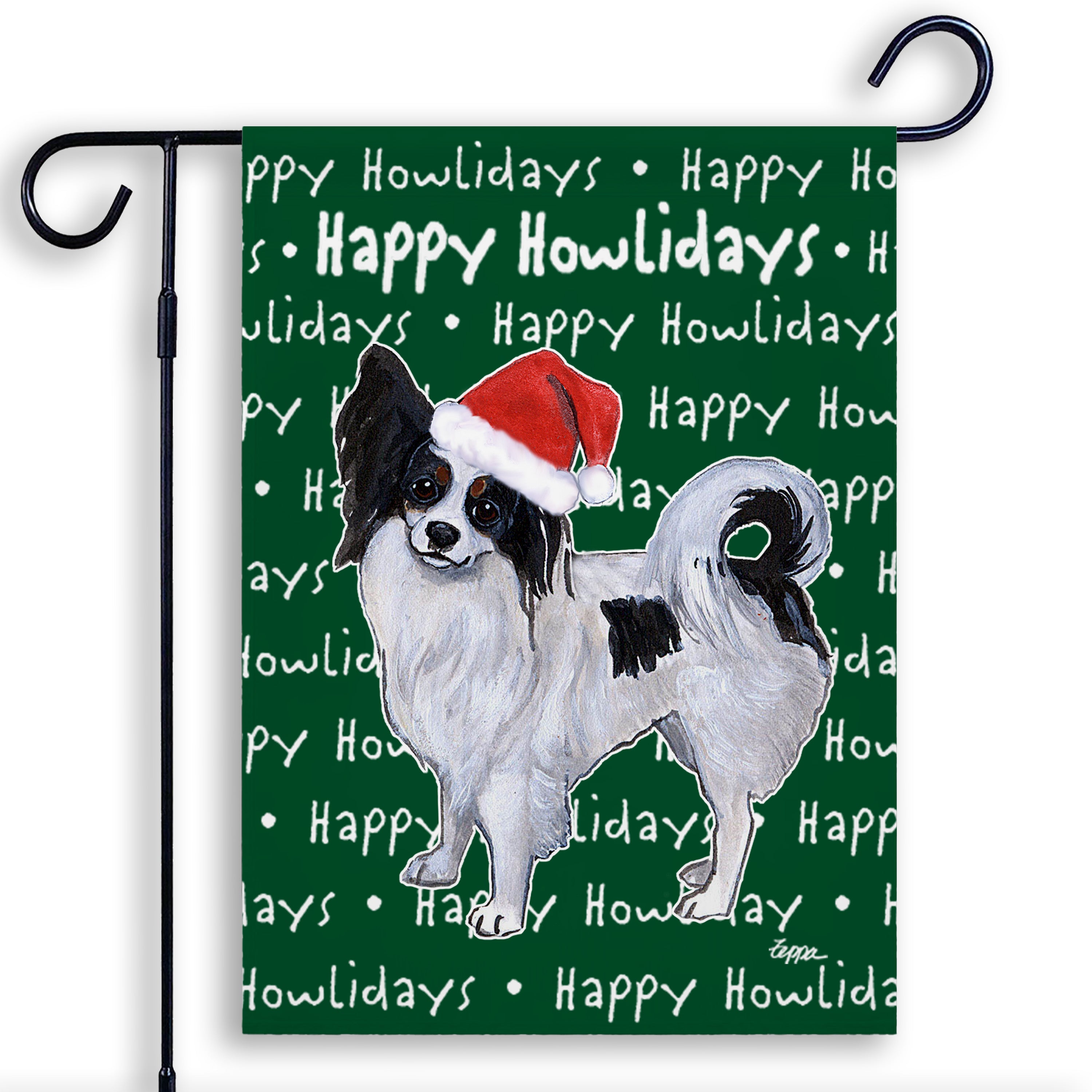 Papillon Christmas Garden Flag