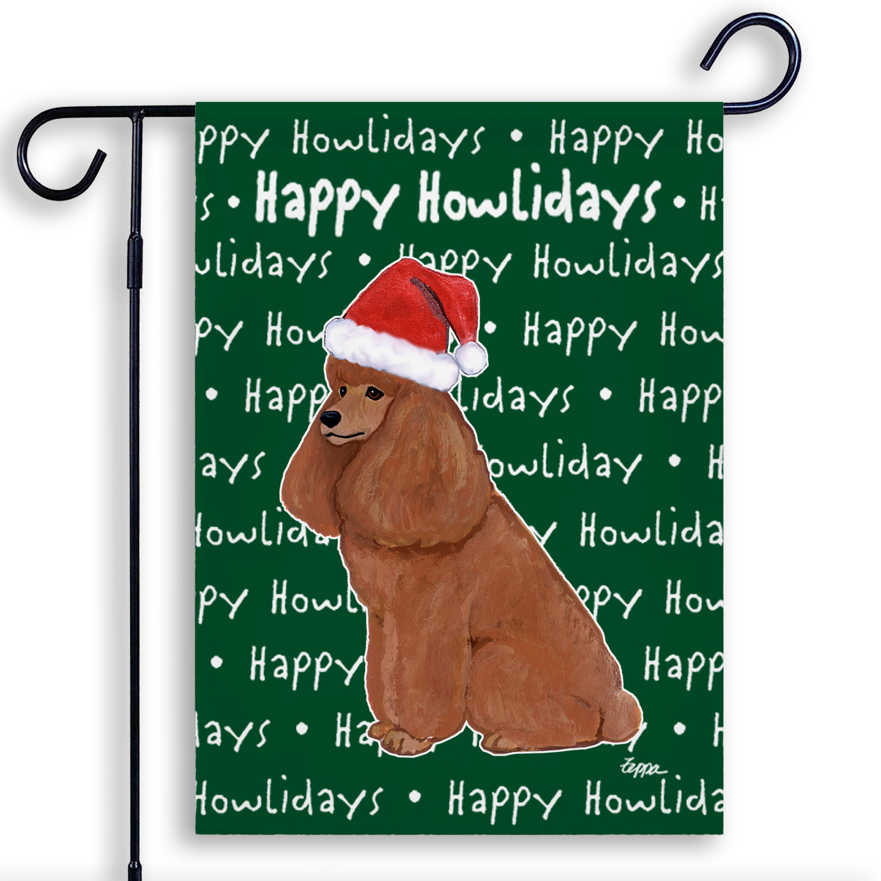 Poodle Christmas Garden Flag