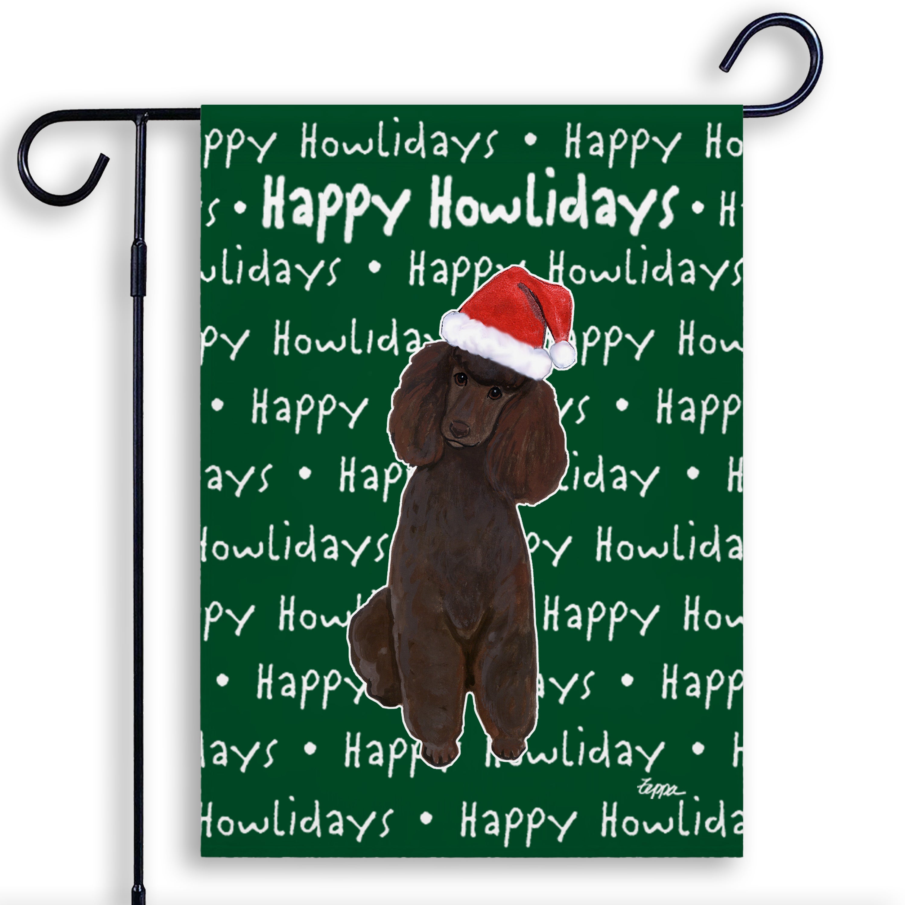 Poodle Christmas Garden Flag
