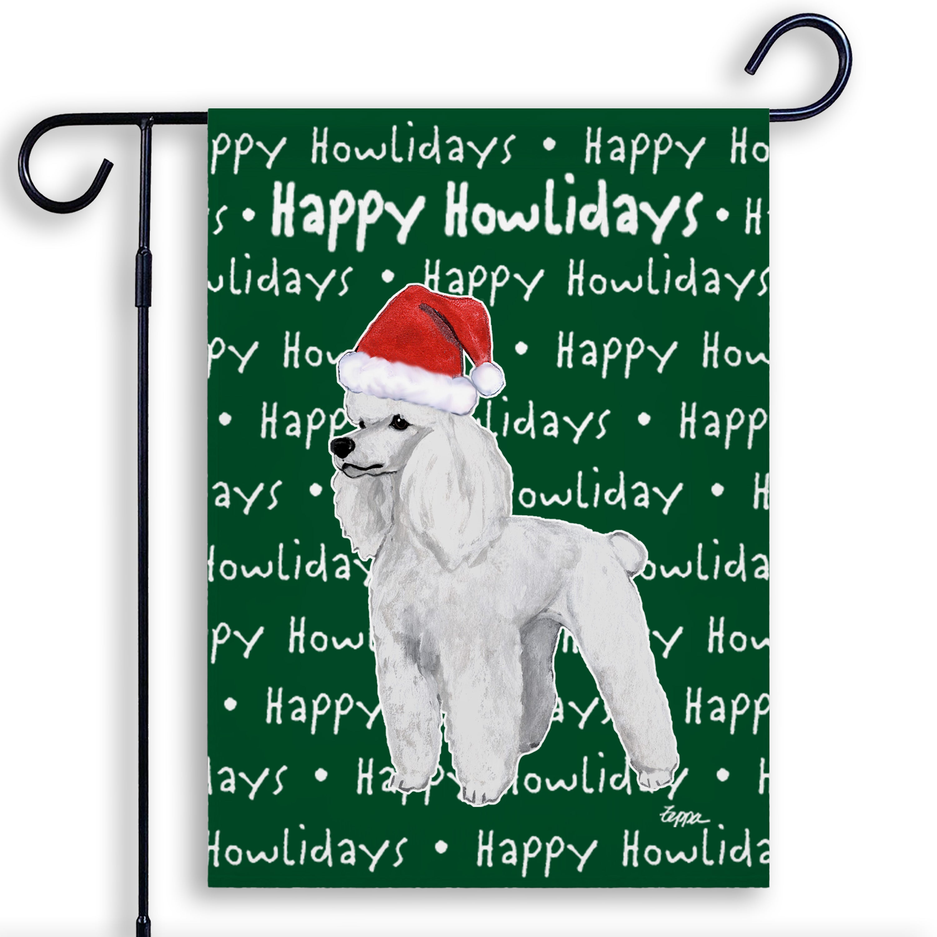 Poodle Christmas Garden Flag