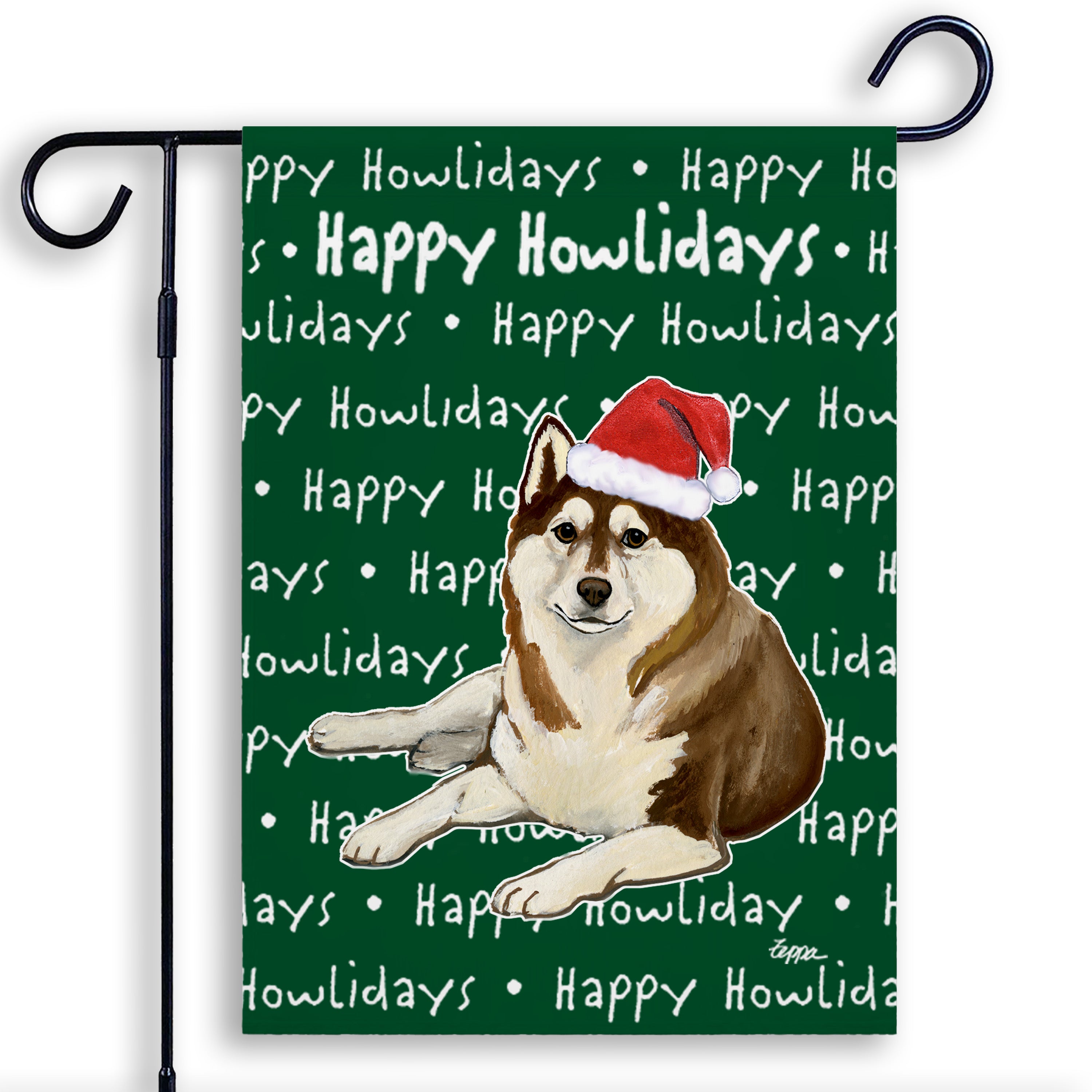 Siberian Husky Christmas Garden Flag