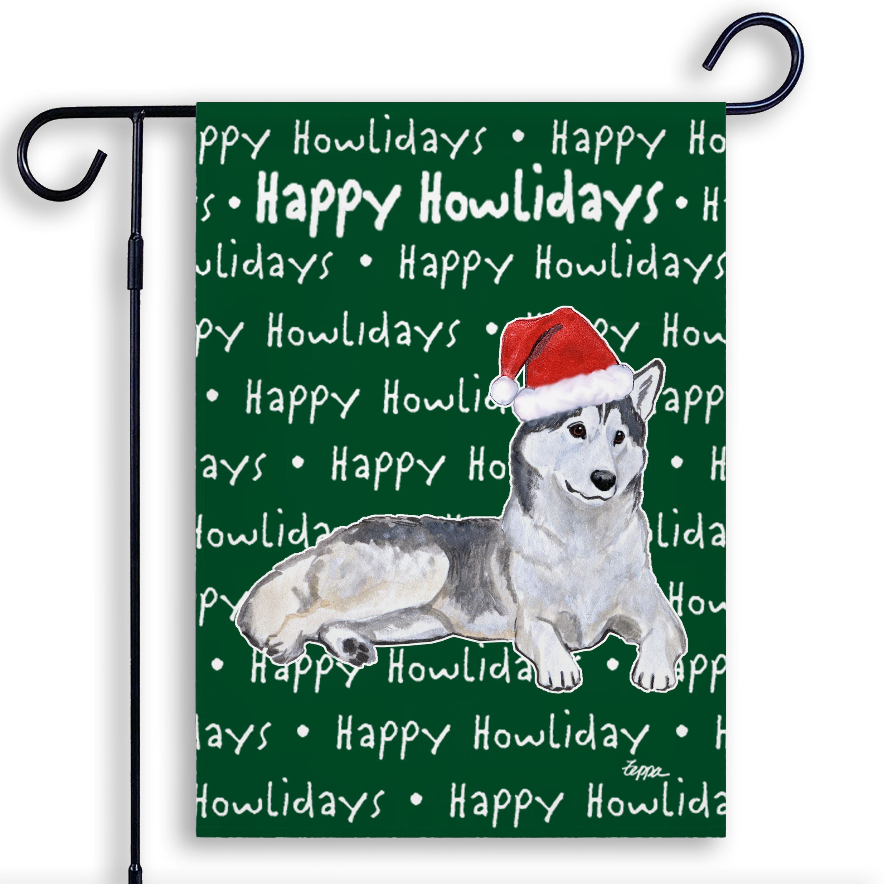 Siberian Husky Christmas Garden Flag