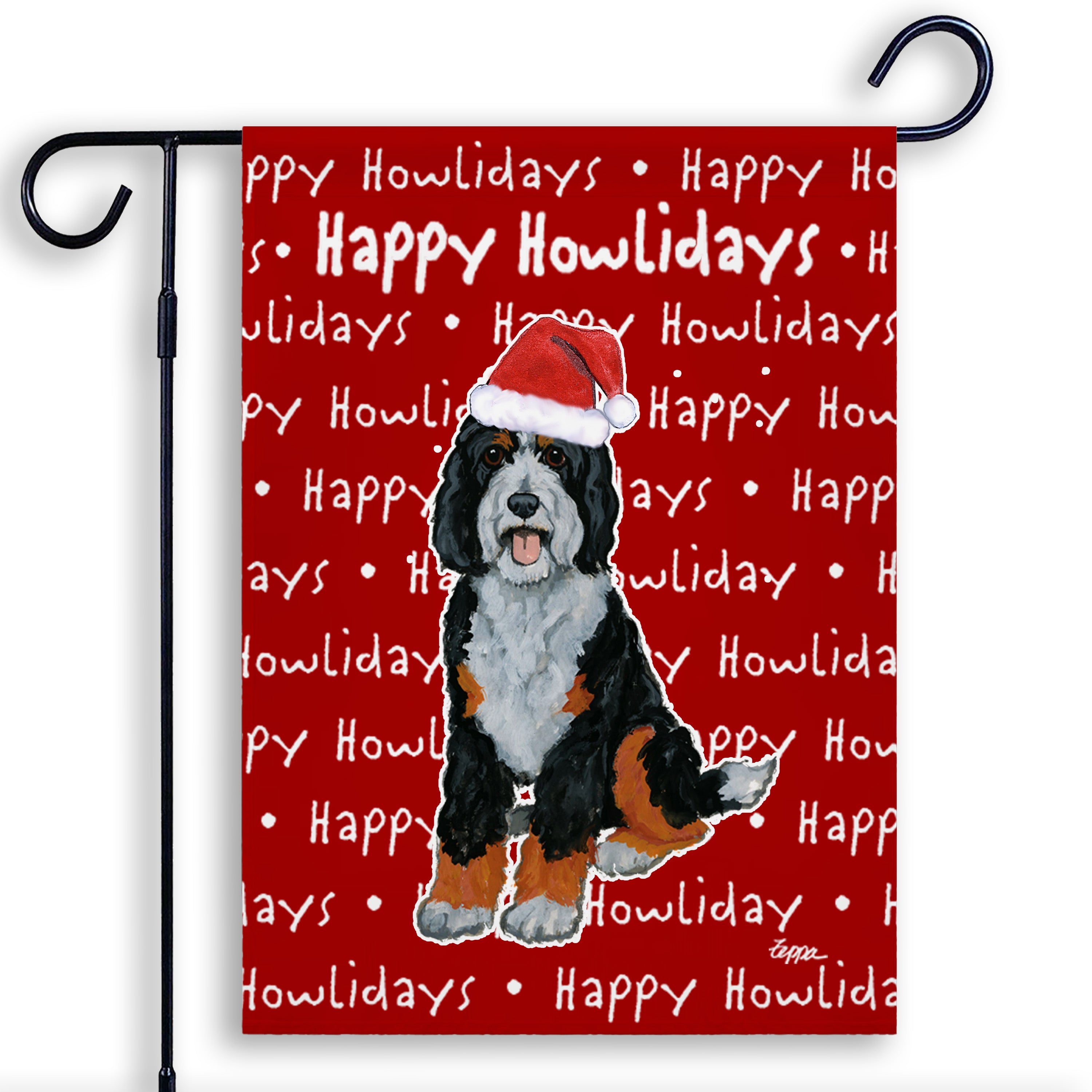 Bernedoodle Christmas Garden Flag