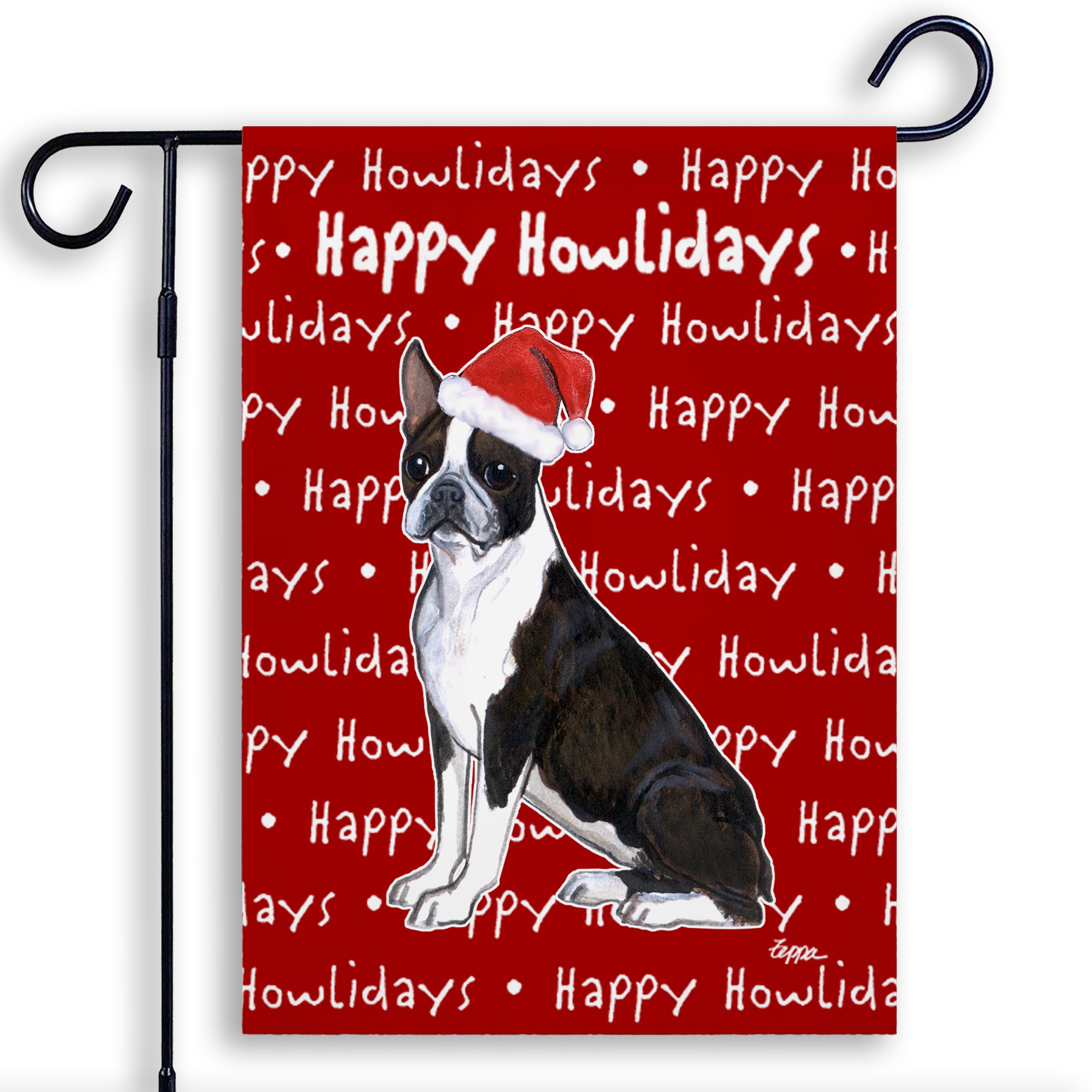 Boston Terrier Christmas Garden Flag