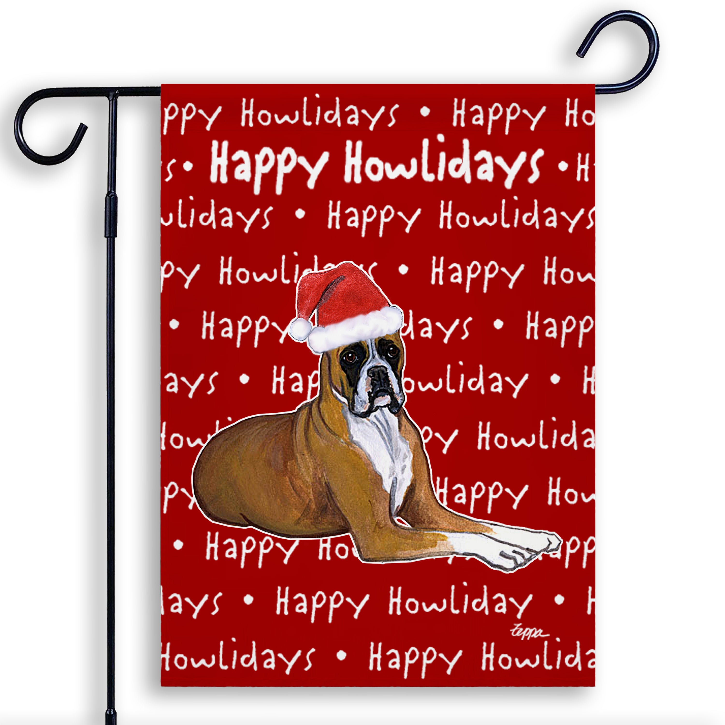 Boxer Lying Christmas Garden Flag