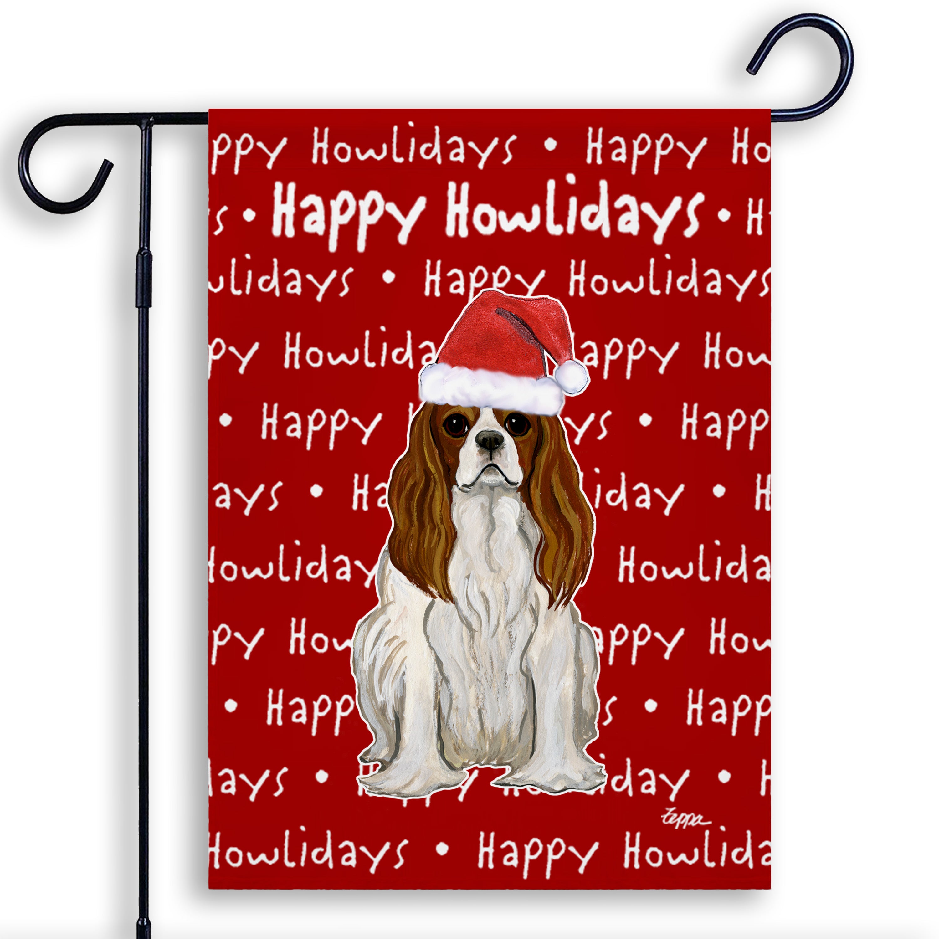 Cavalier King Charles Spaniel Christmas Garden Flag