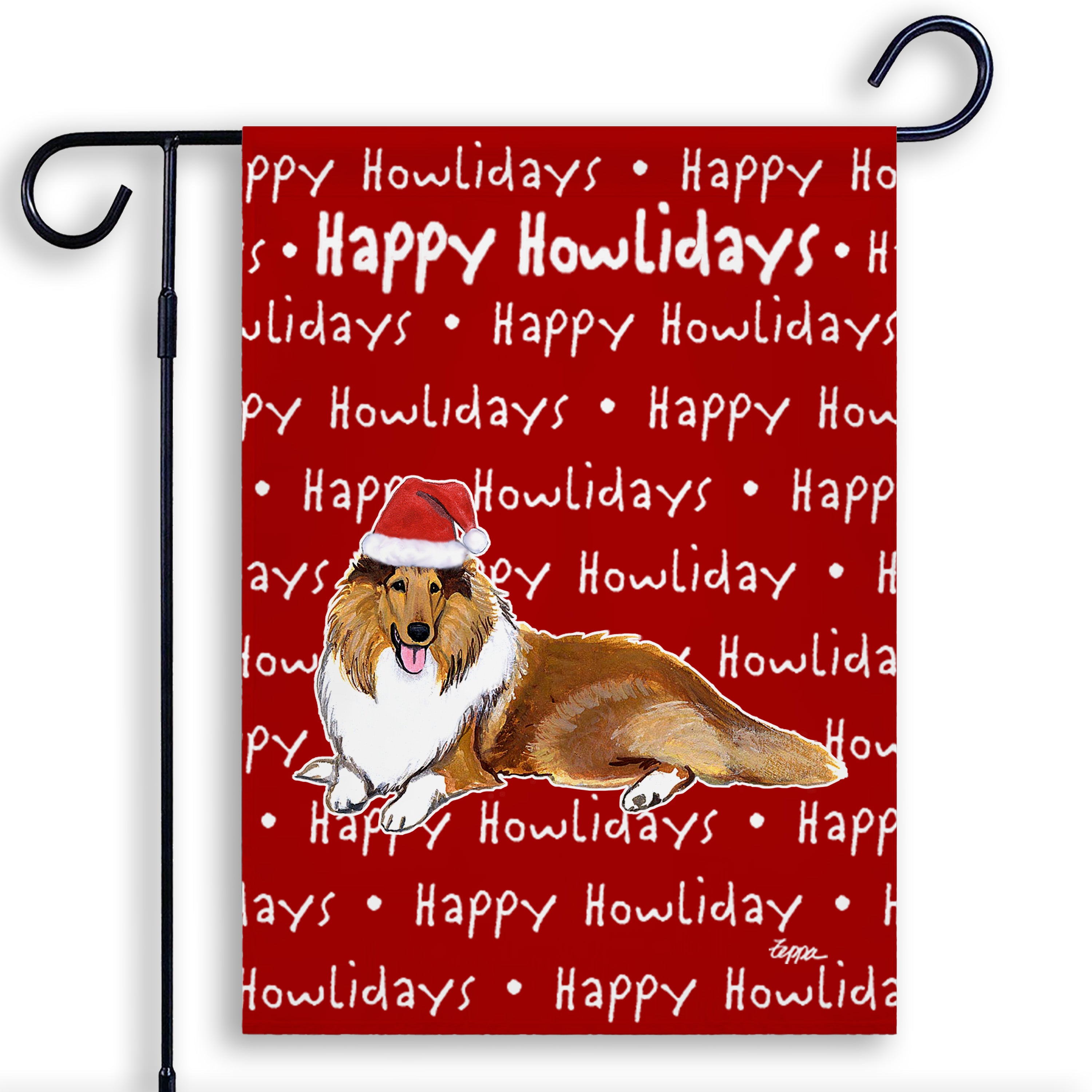 Collie Christmas Garden Flag