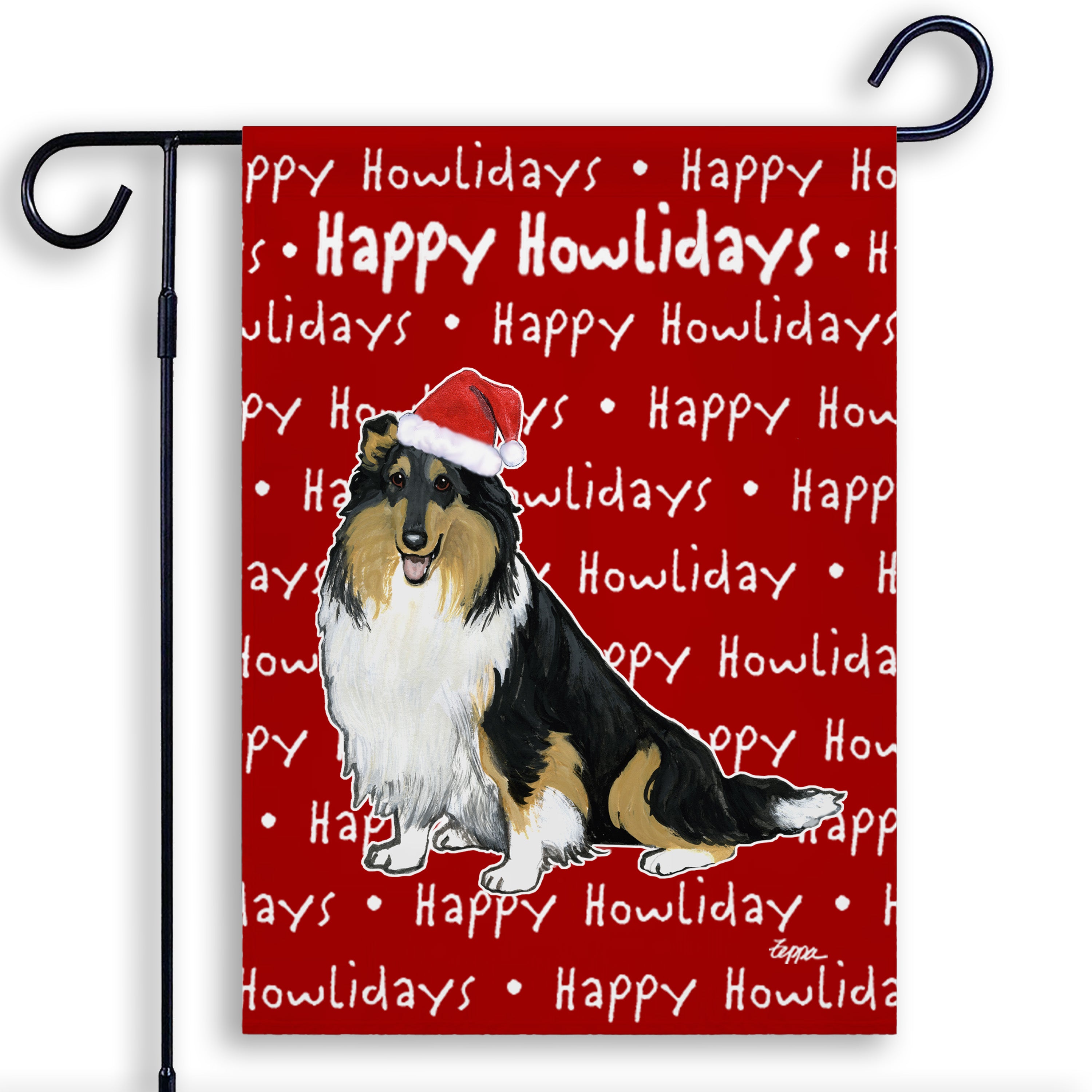 Collie Christmas Garden Flag
