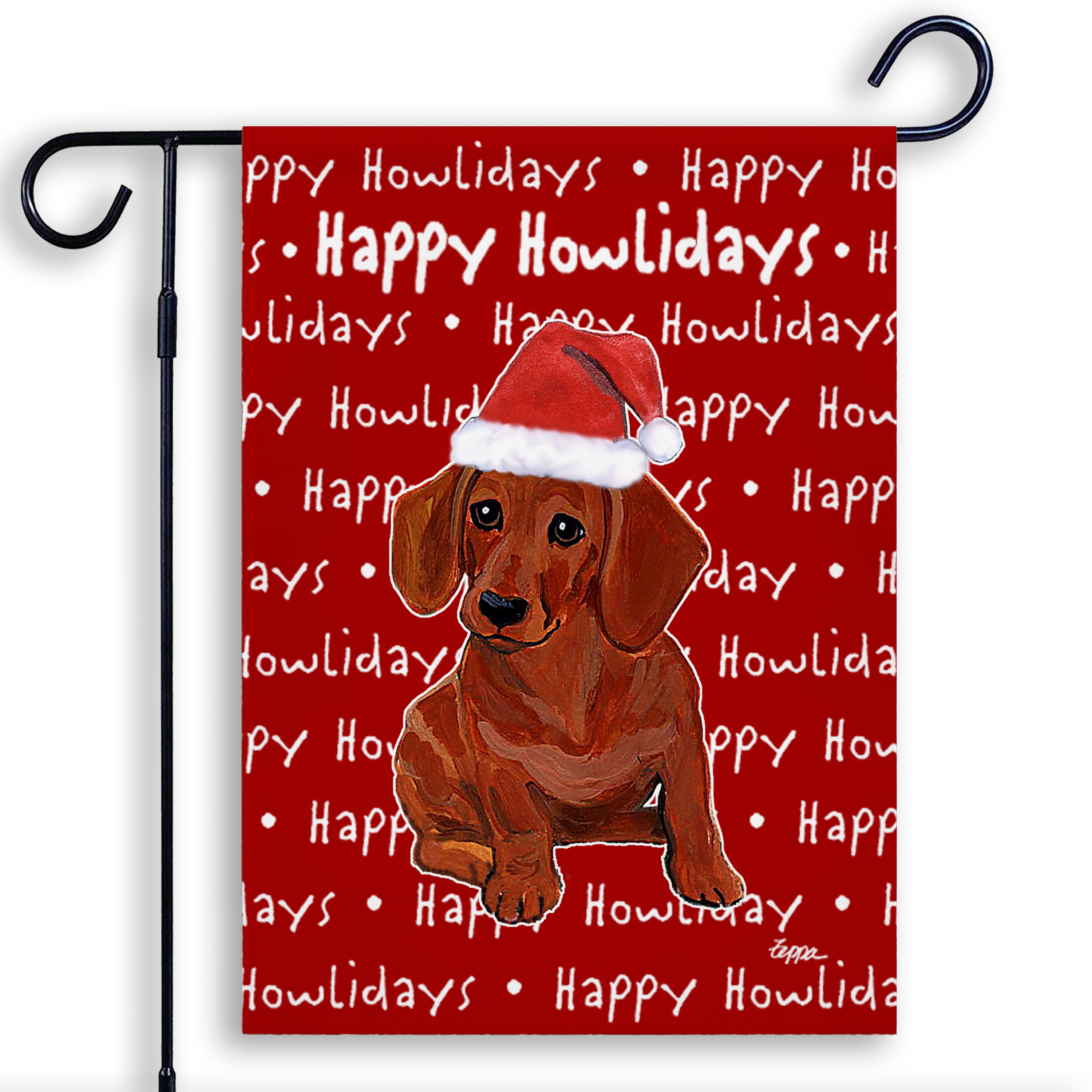 Dachshund Christmas Garden Flag