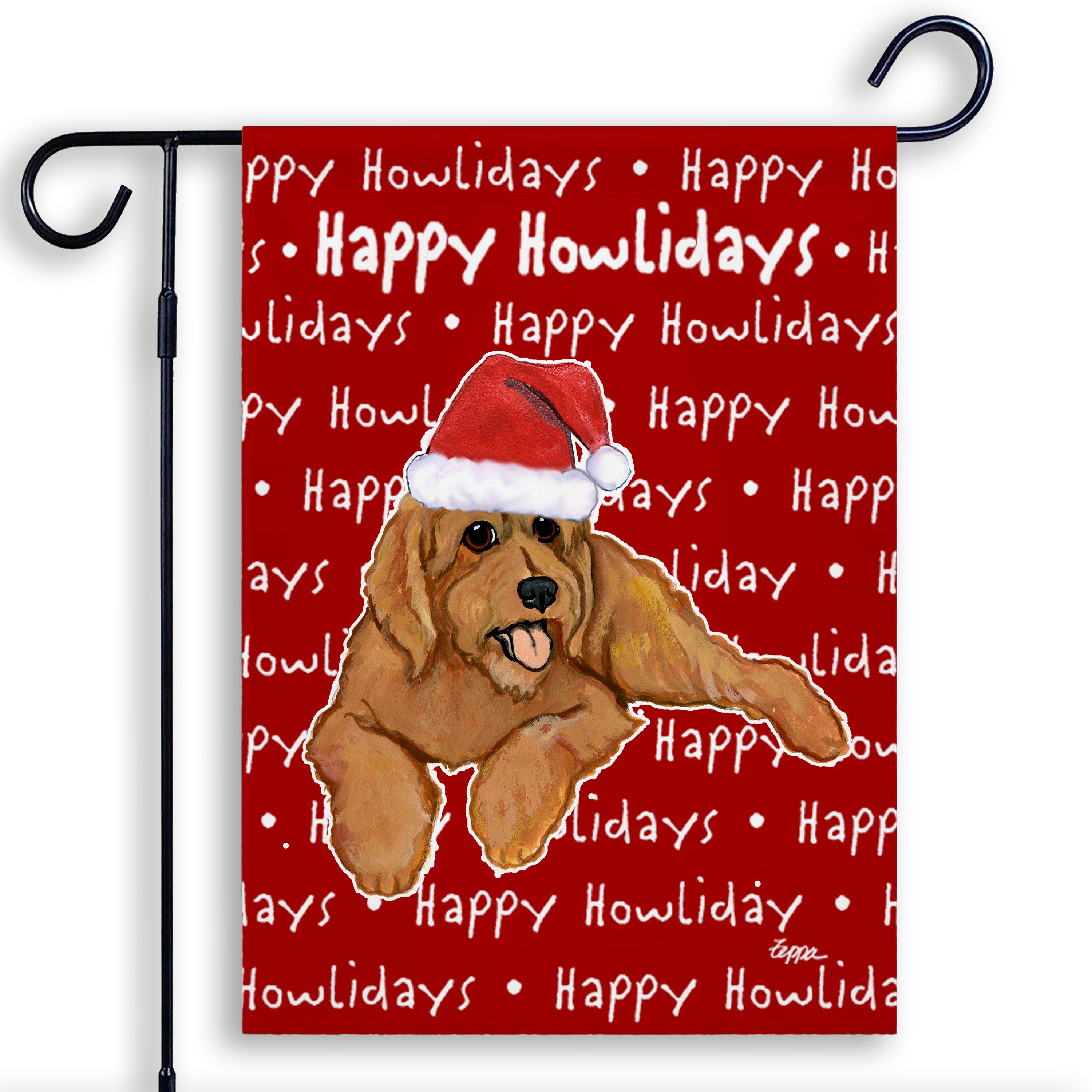 Golden-Labra Doodle Christmas Garden Flag